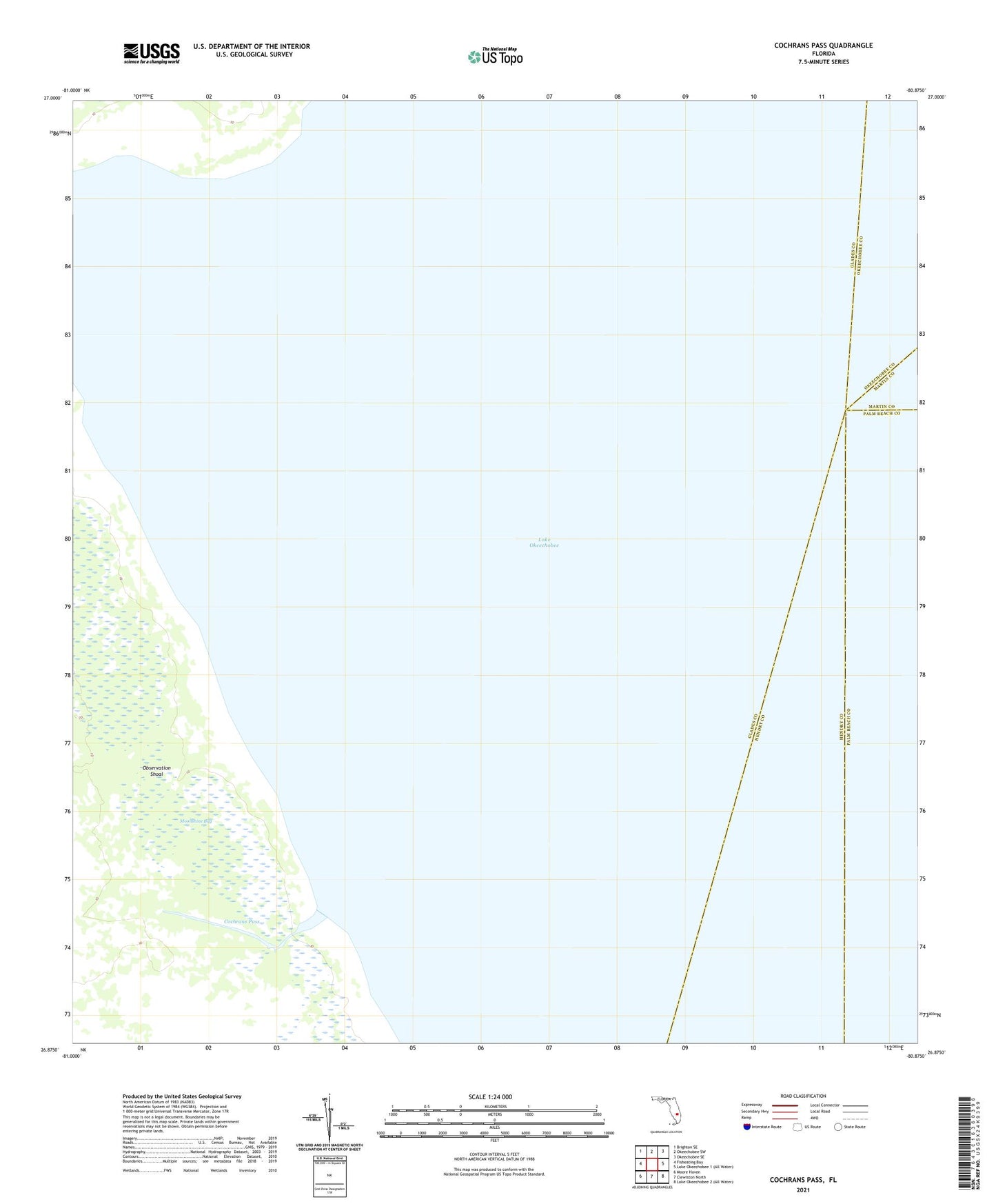 Cochrans Pass Florida US Topo Map Image