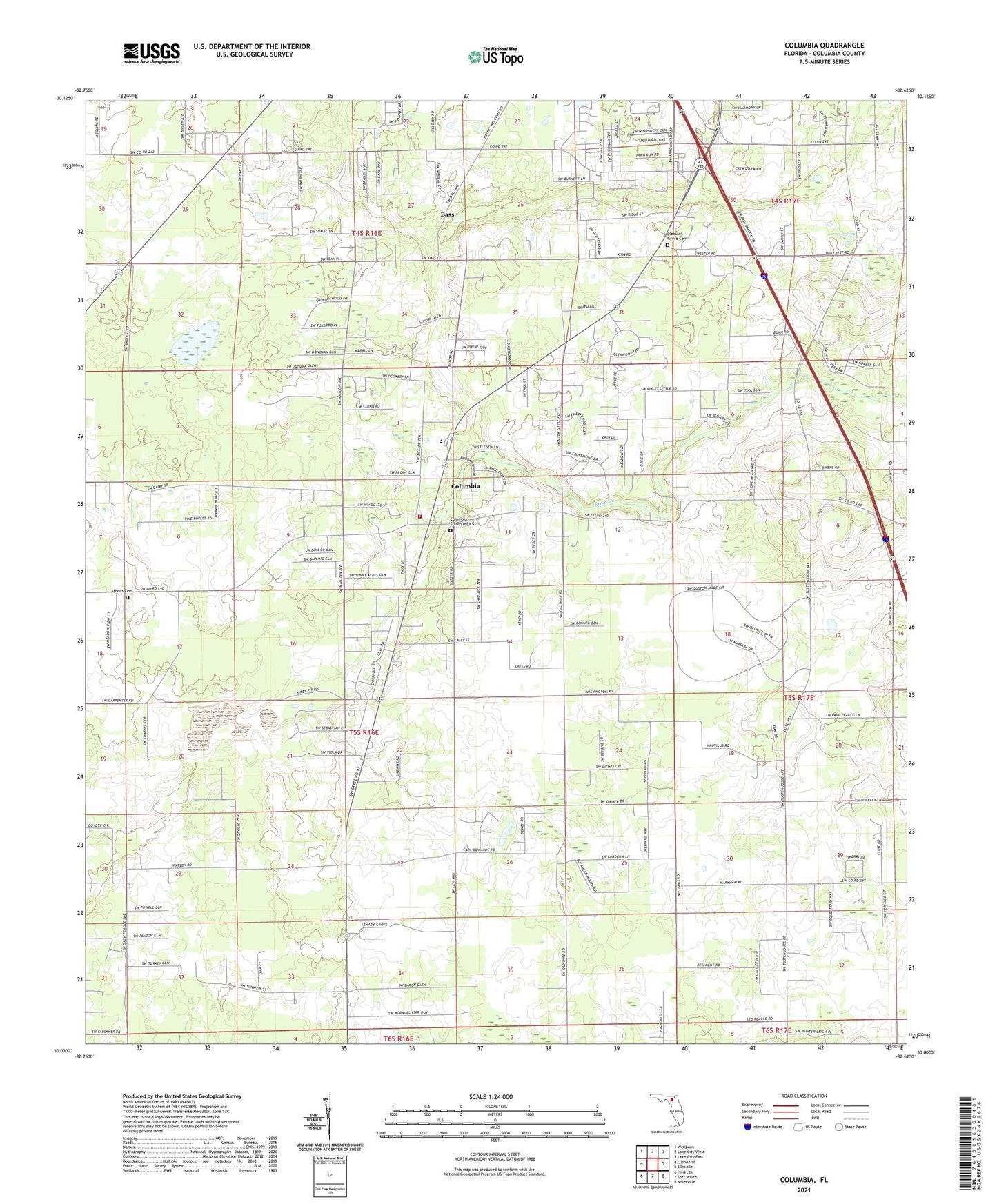 Columbia Florida US Topo Map Image