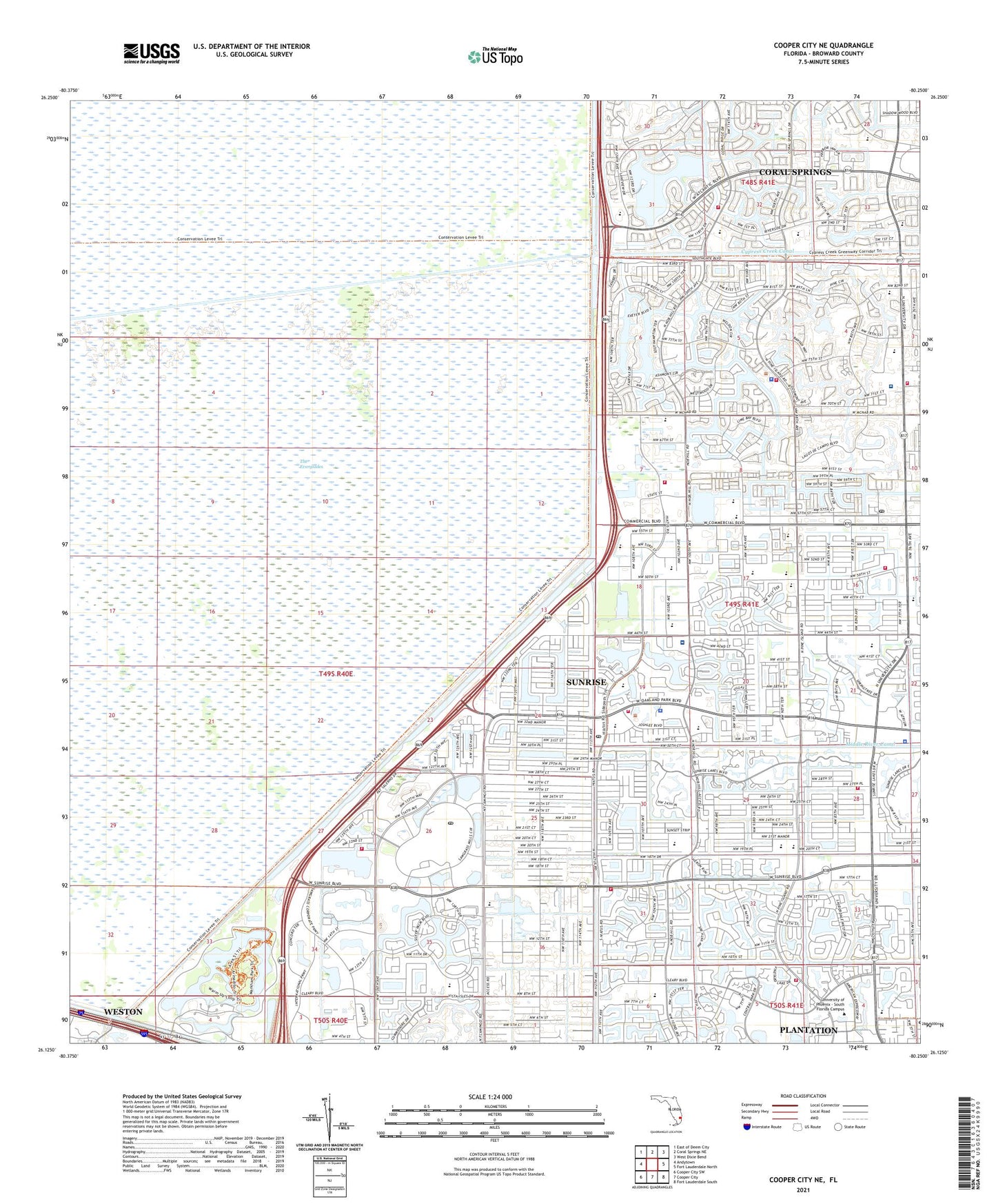 Cooper City NE Florida US Topo Map Image