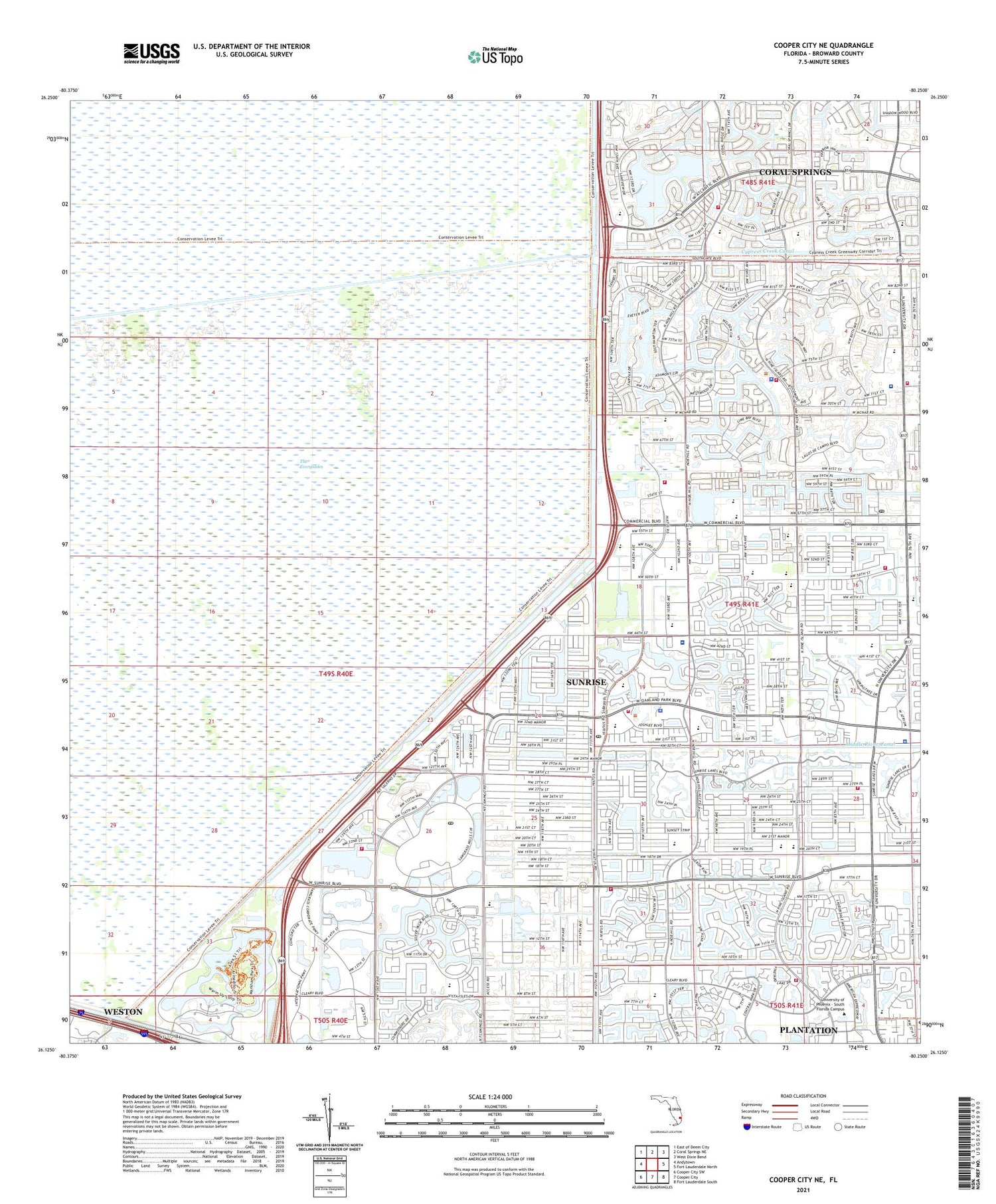 Cooper City NE Florida US Topo Map Image