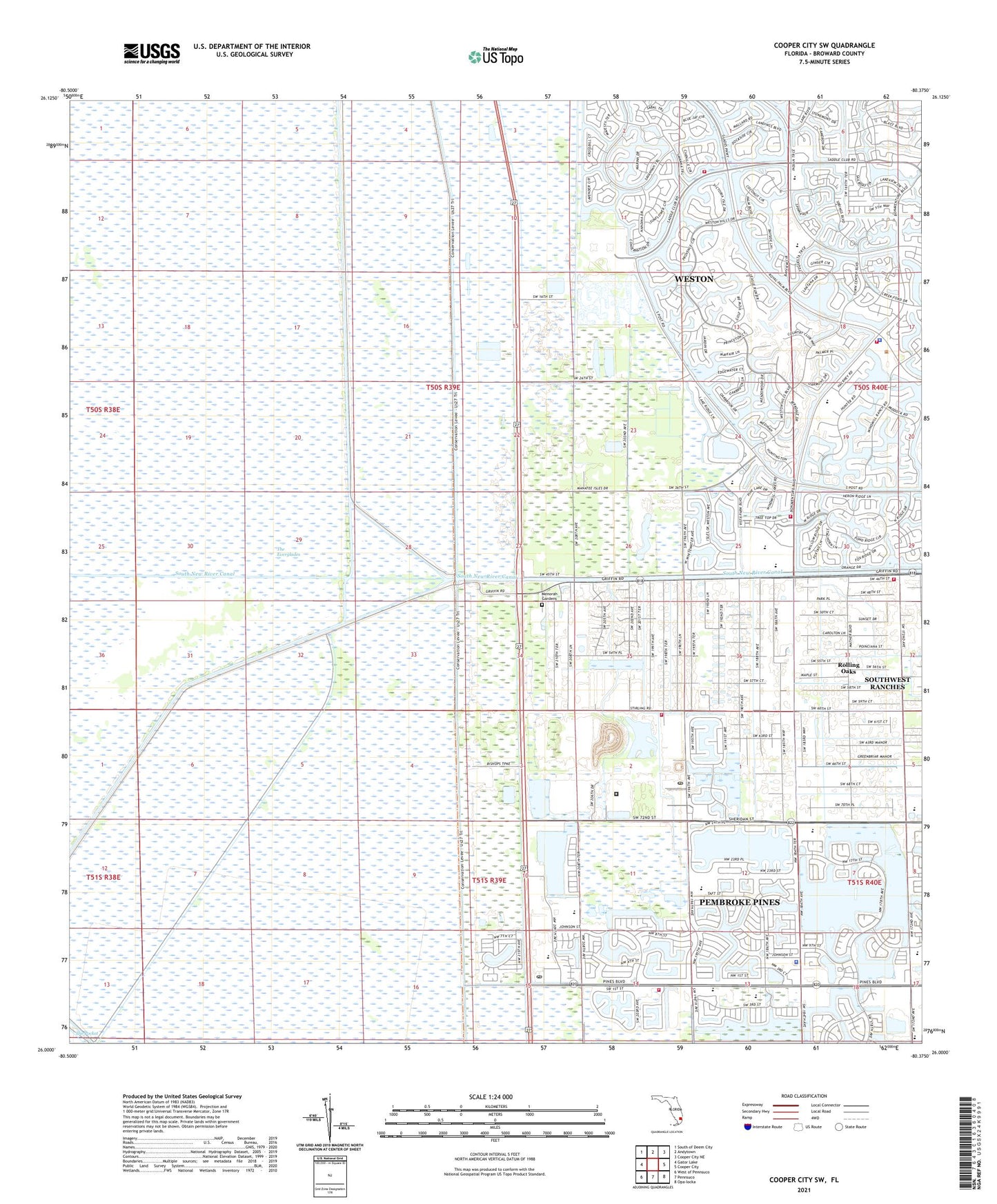 Cooper City SW Florida US Topo Map Image