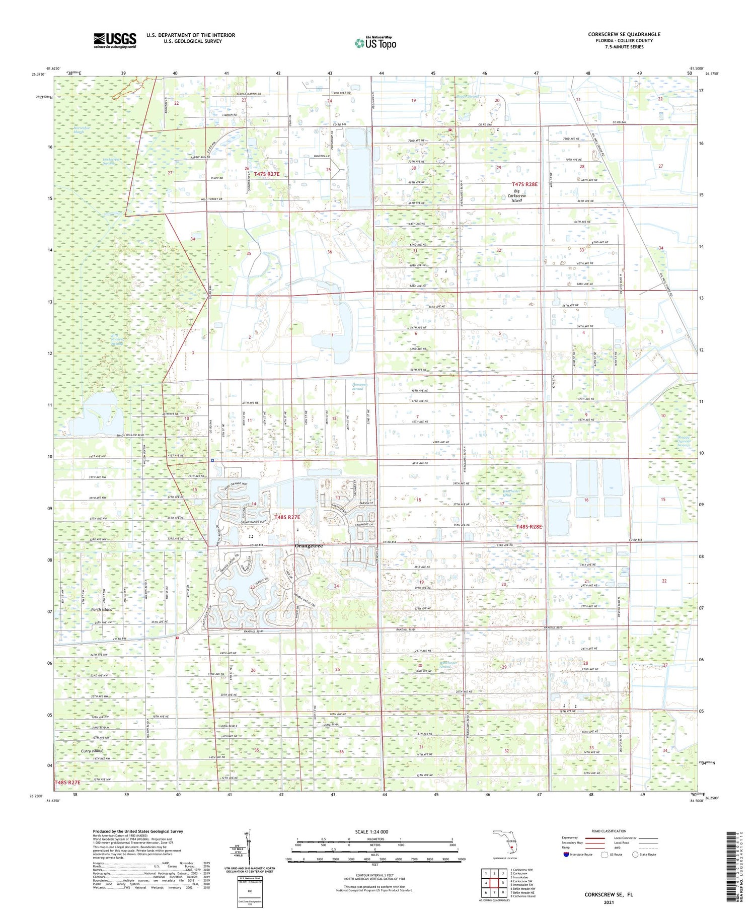 Corkscrew SE Florida US Topo Map Image