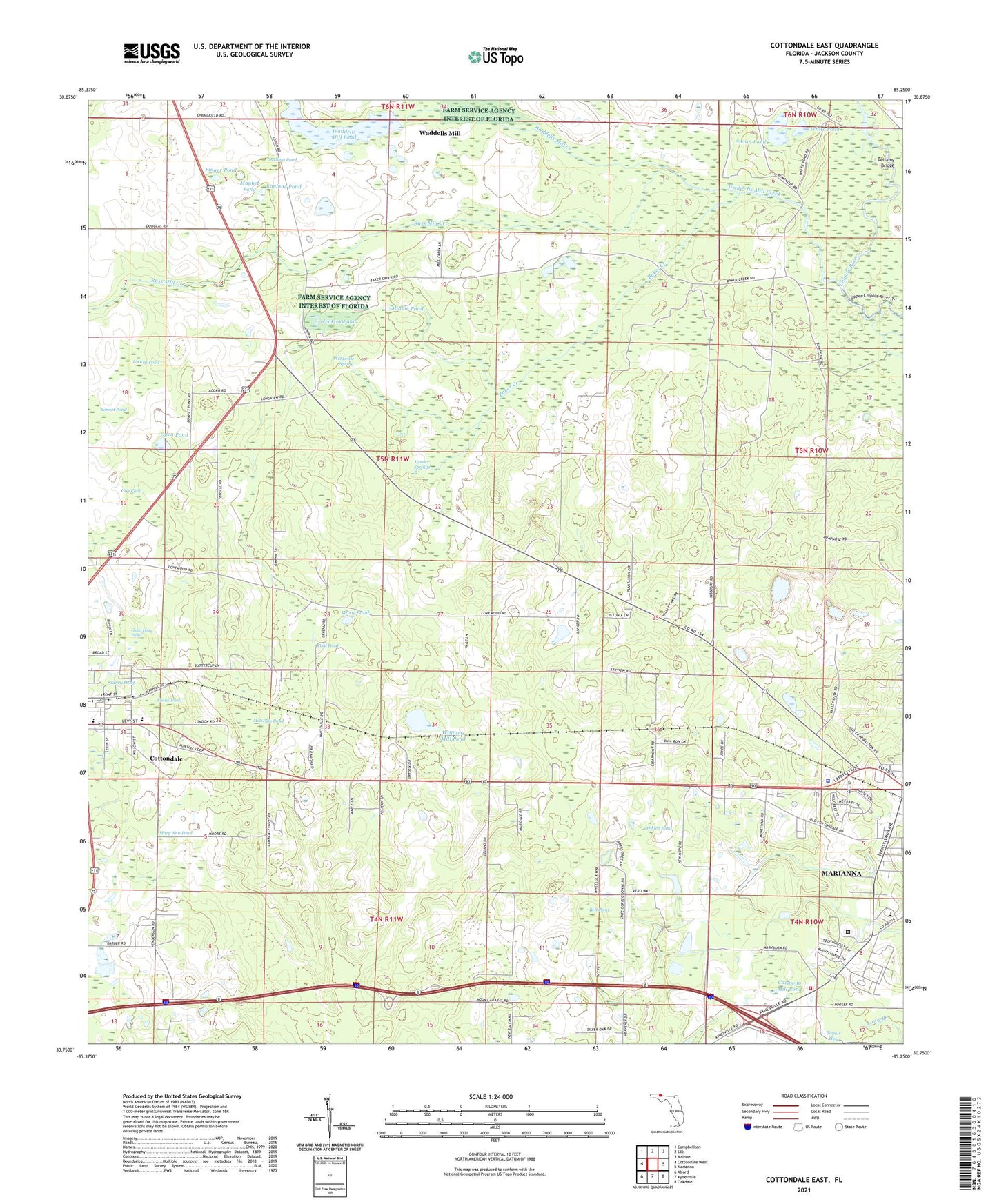 Cottondale East Florida US Topo Map Image
