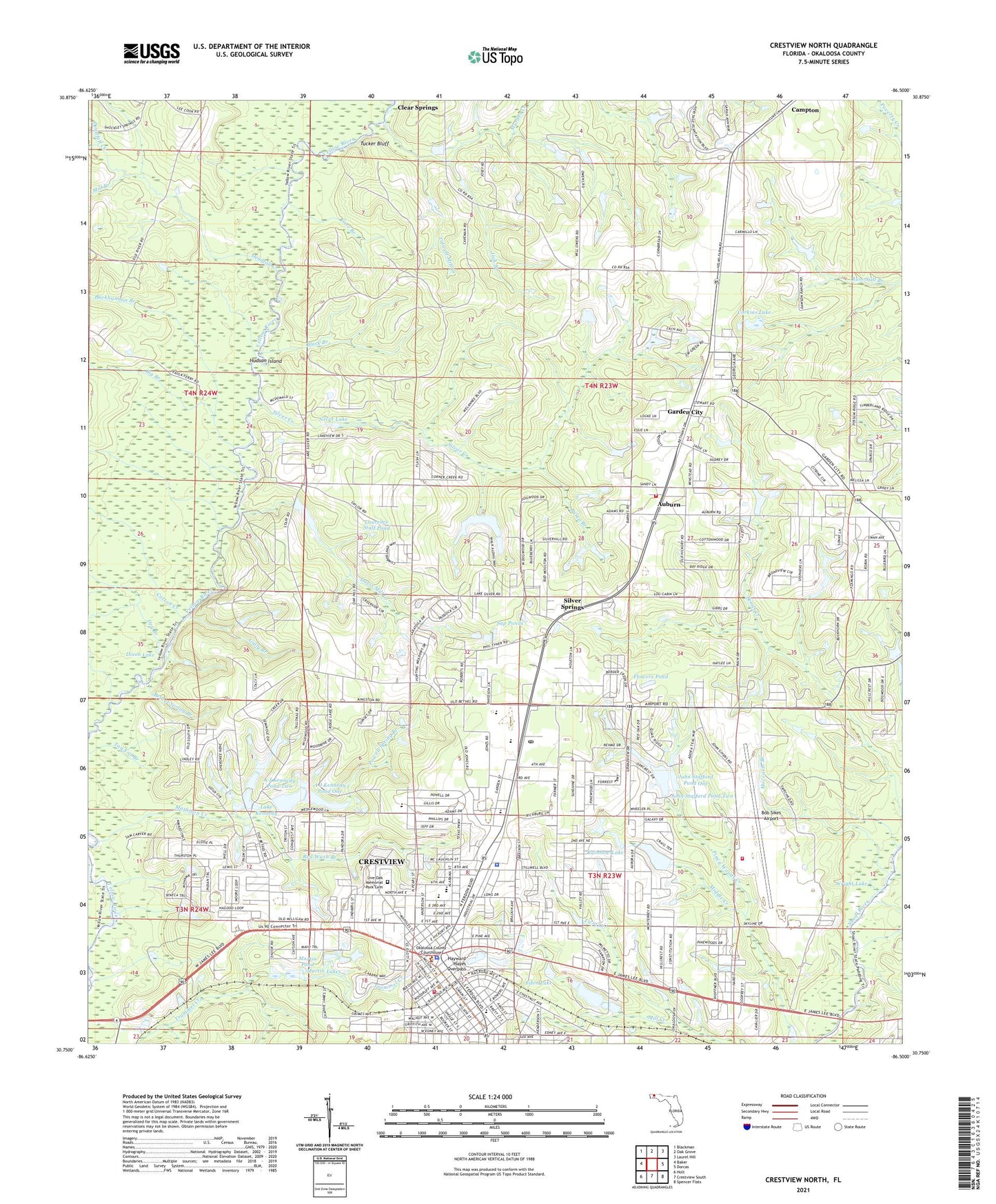 Crestview North Florida US Topo Map Image