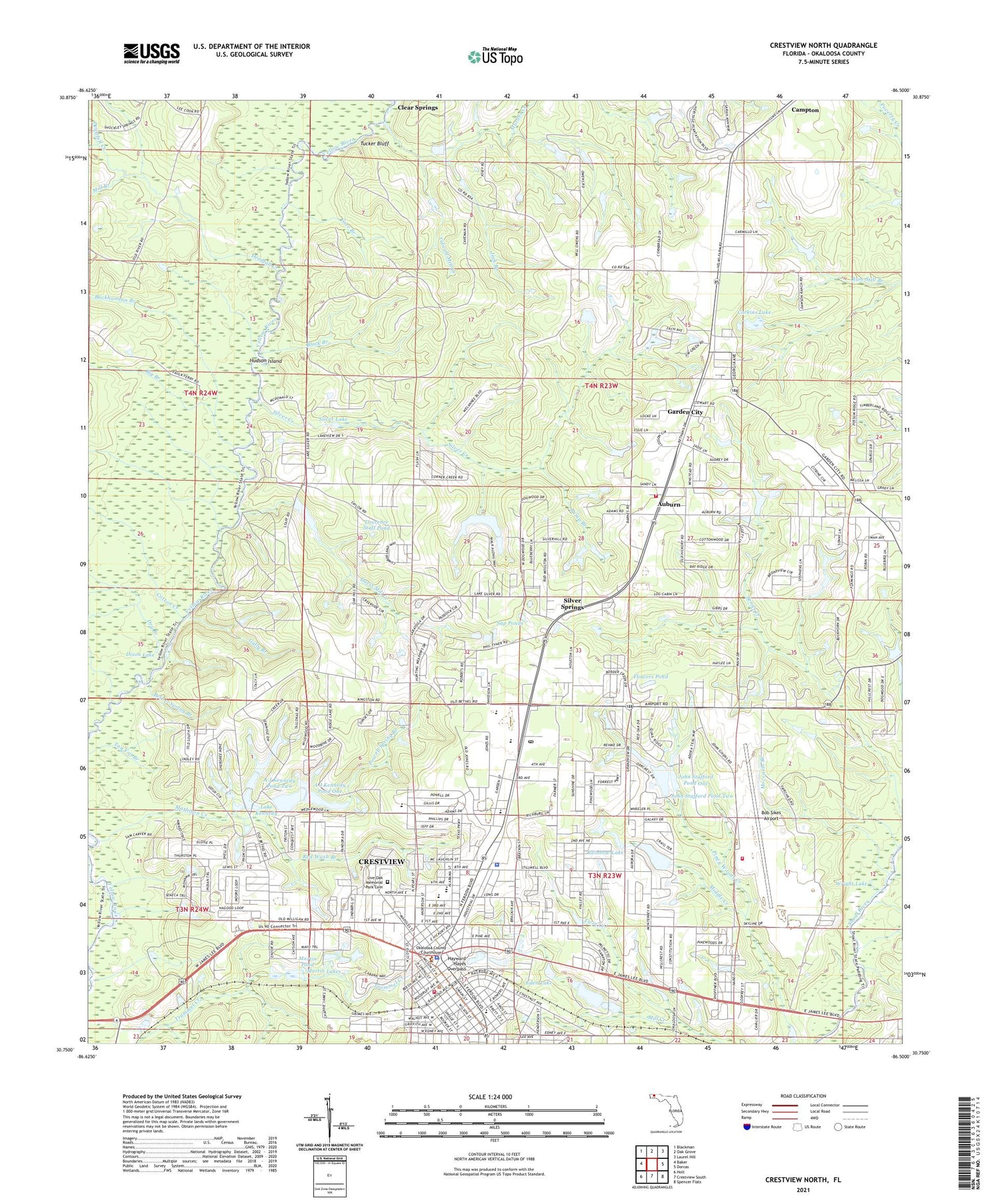 Crestview North Florida US Topo Map Image