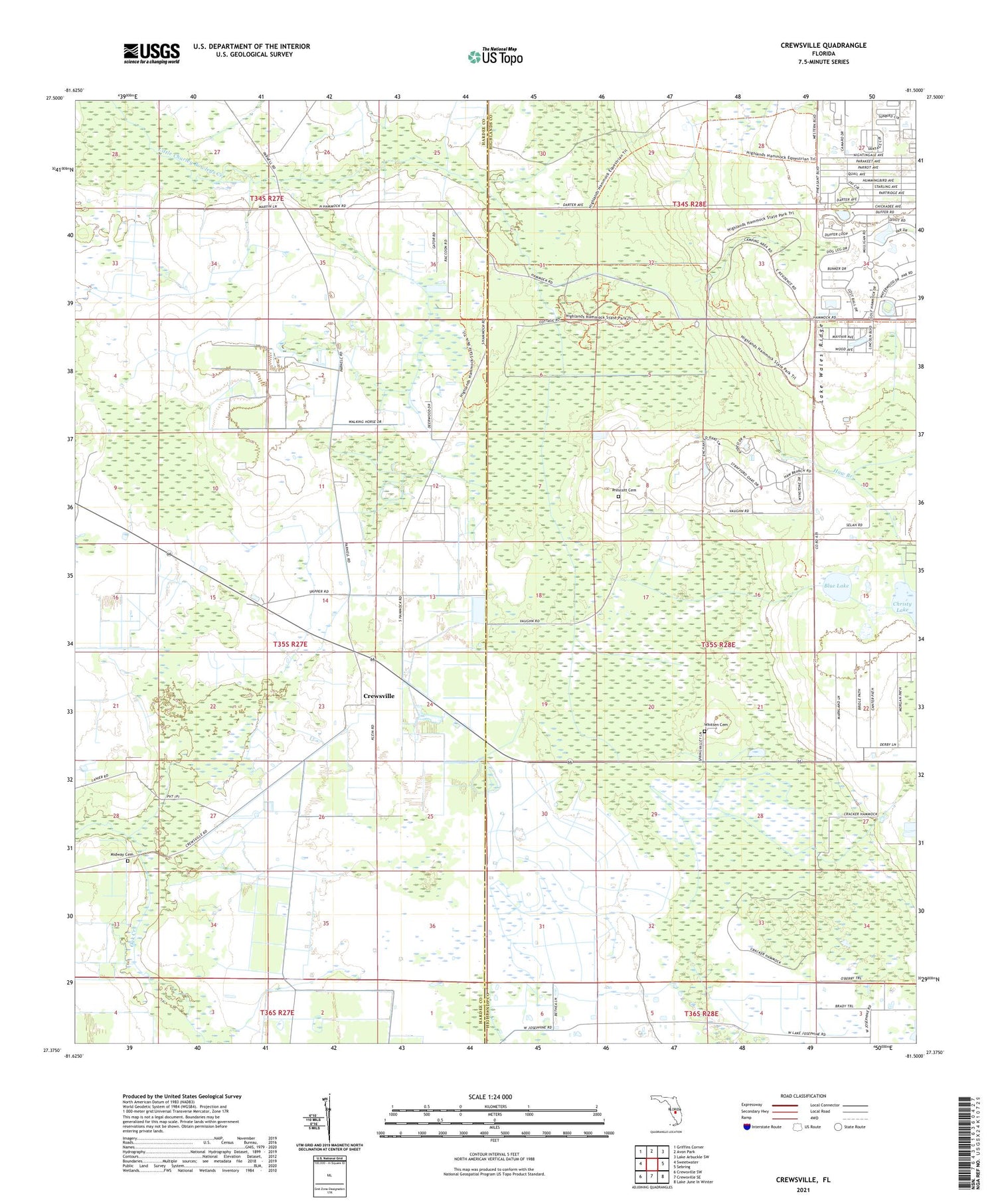 Crewsville Florida US Topo Map Image