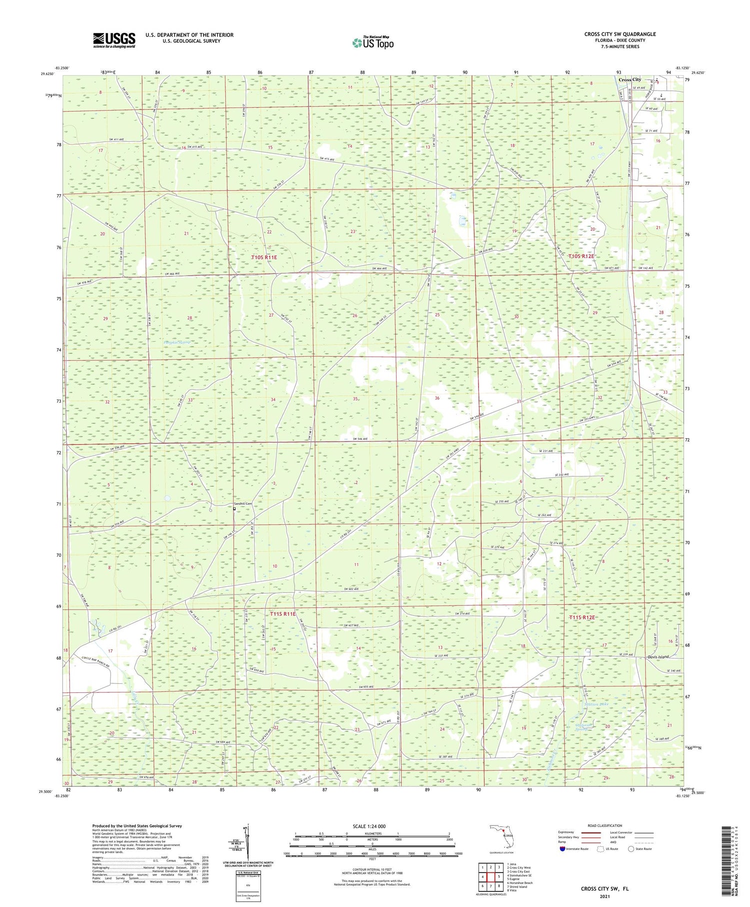 Cross City SW Florida US Topo Map Image