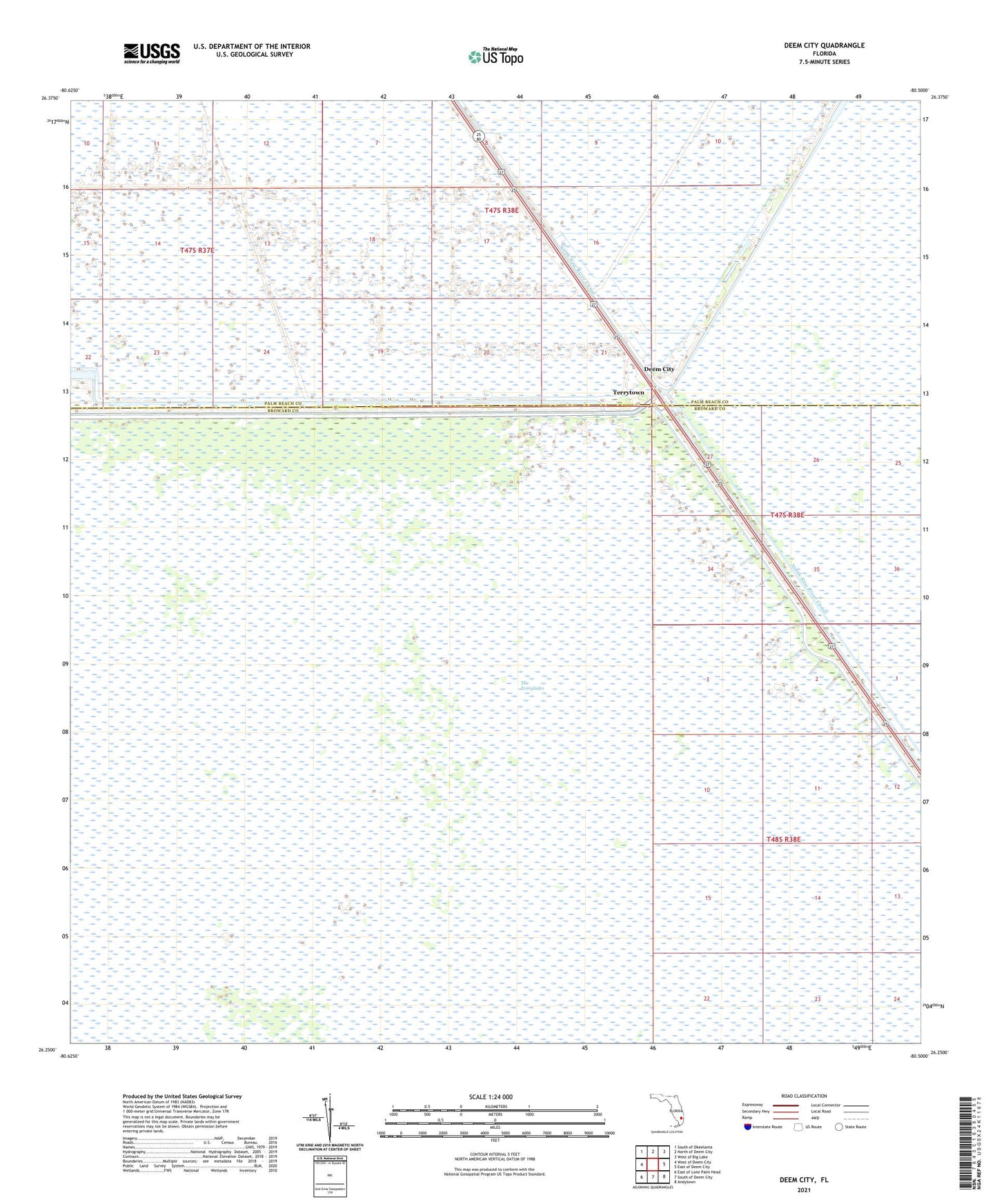 Deem City Florida US Topo Map Image