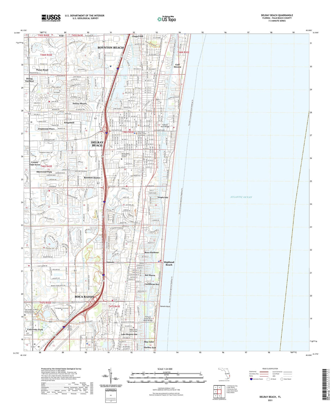 Delray Beach Florida US Topo Map – MyTopo Map Store, image size:1080x1305