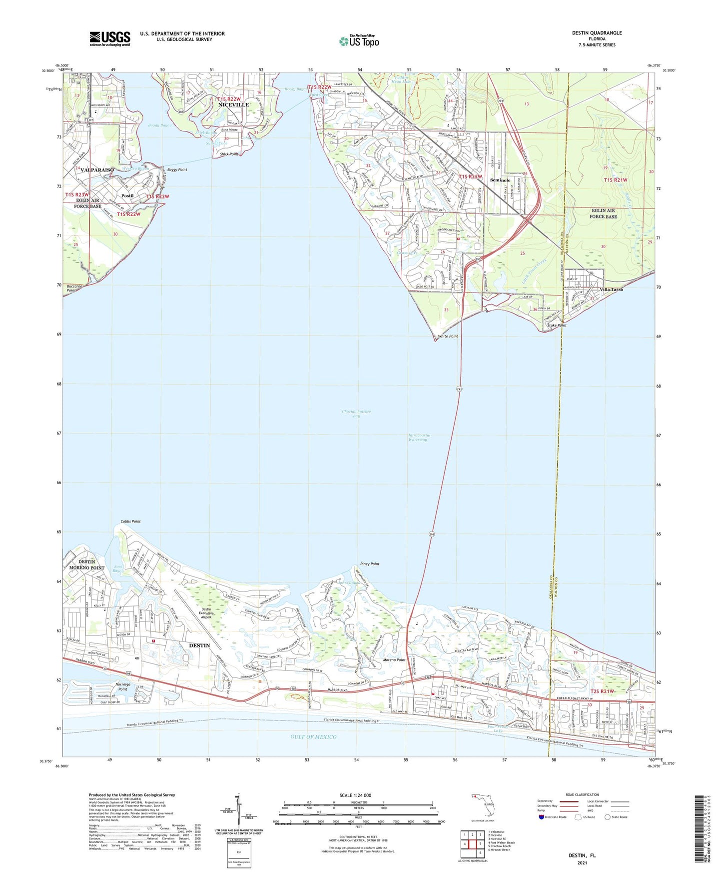 Destin Florida US Topo Map Image