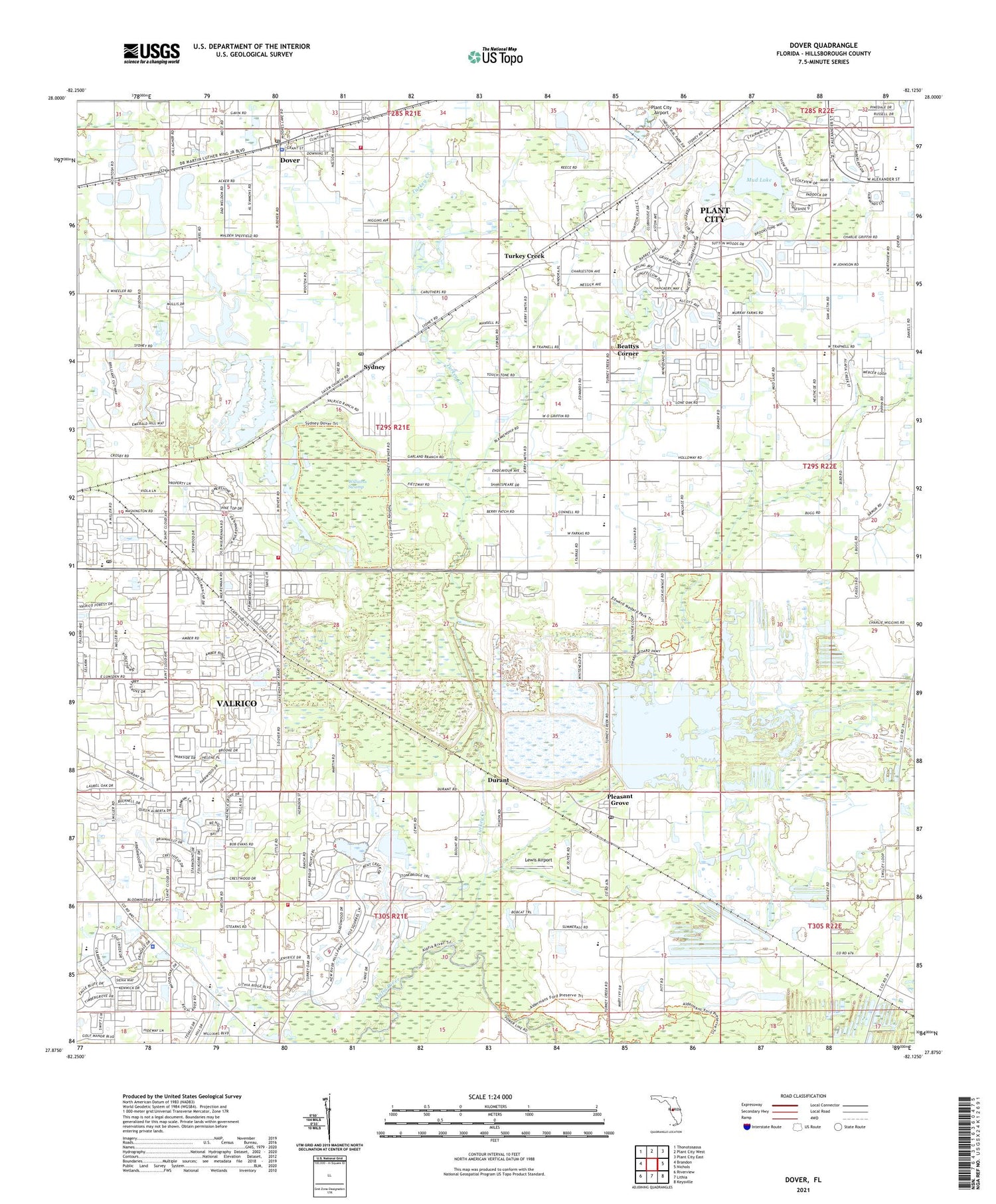 Dover Florida US Topo Map Image
