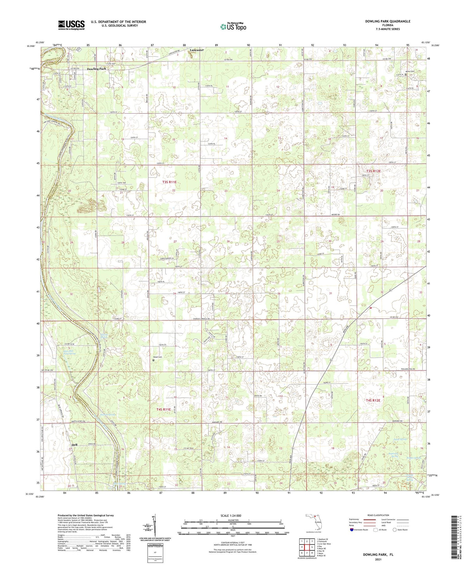 Dowling Park Florida US Topo Map Image