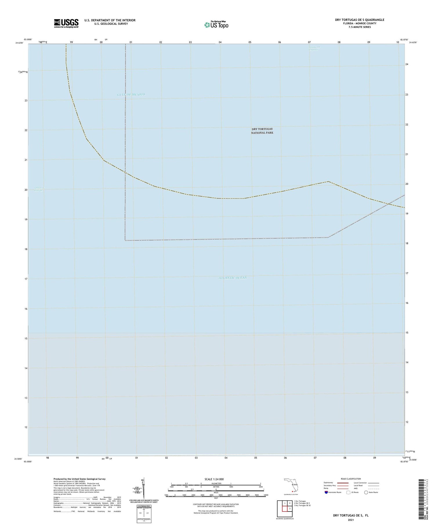 Dry Tortugas OE S Florida US Topo Map Image