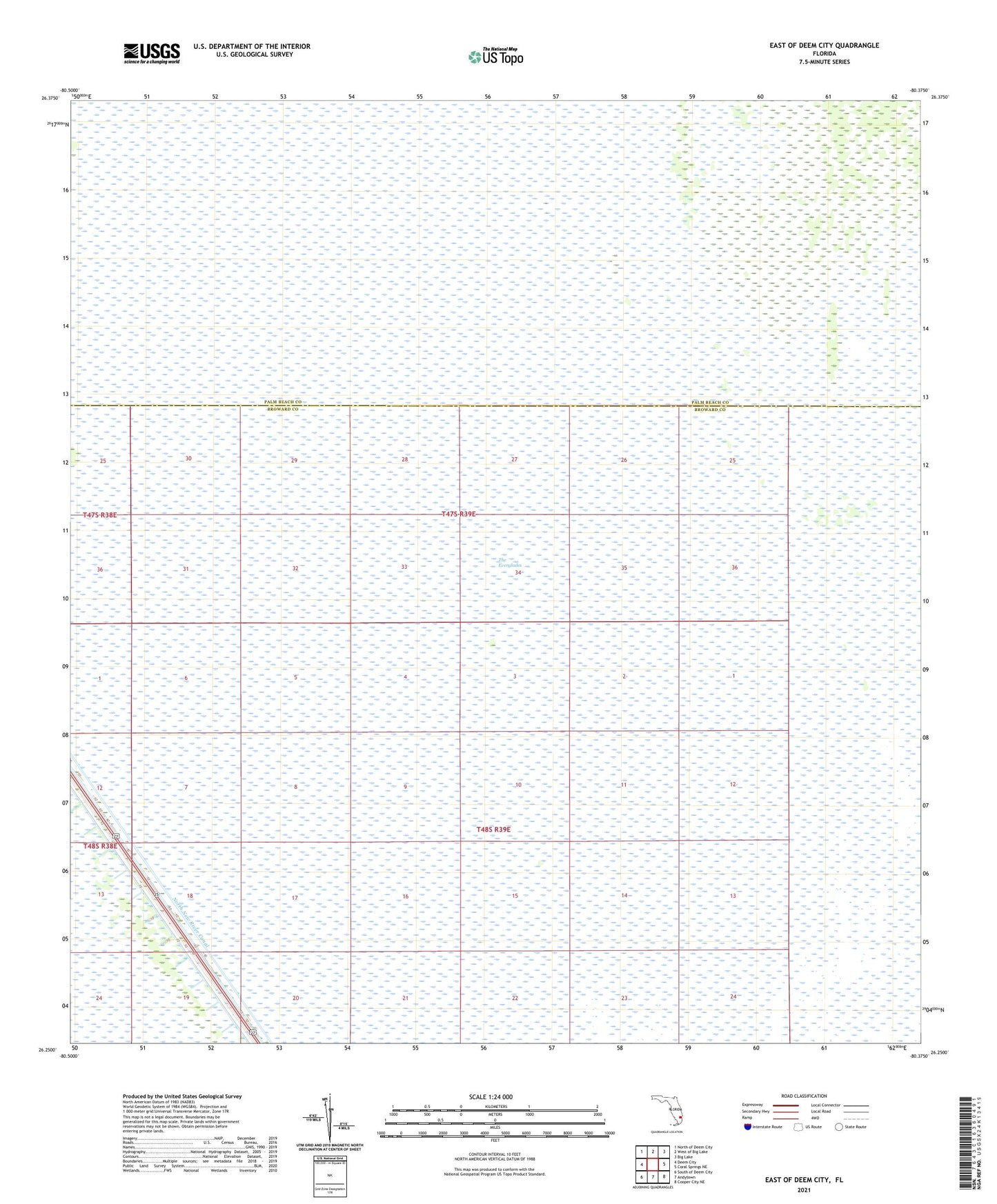 East of Deem City Florida US Topo Map Image