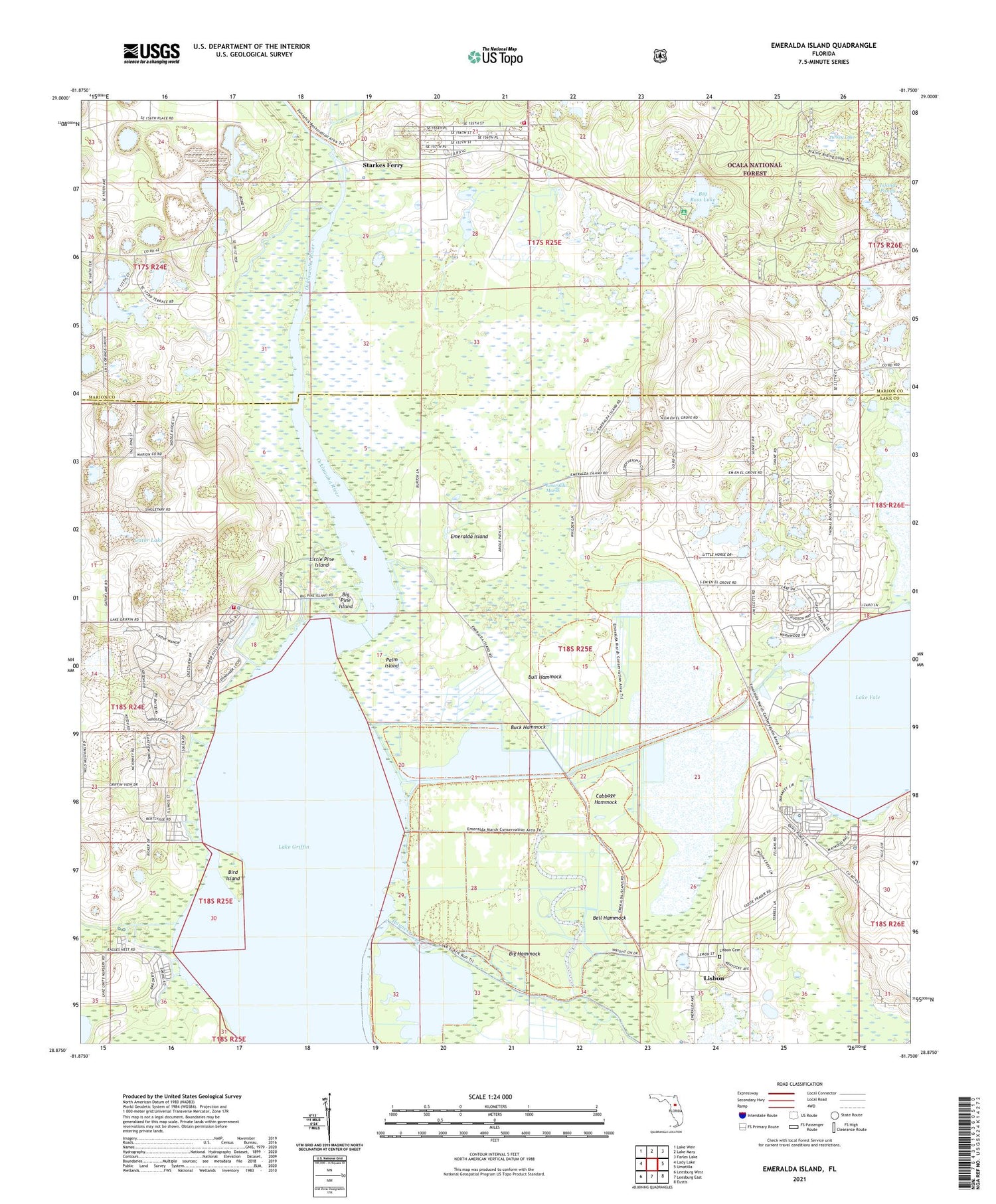 Emeralda Island Florida US Topo Map Image