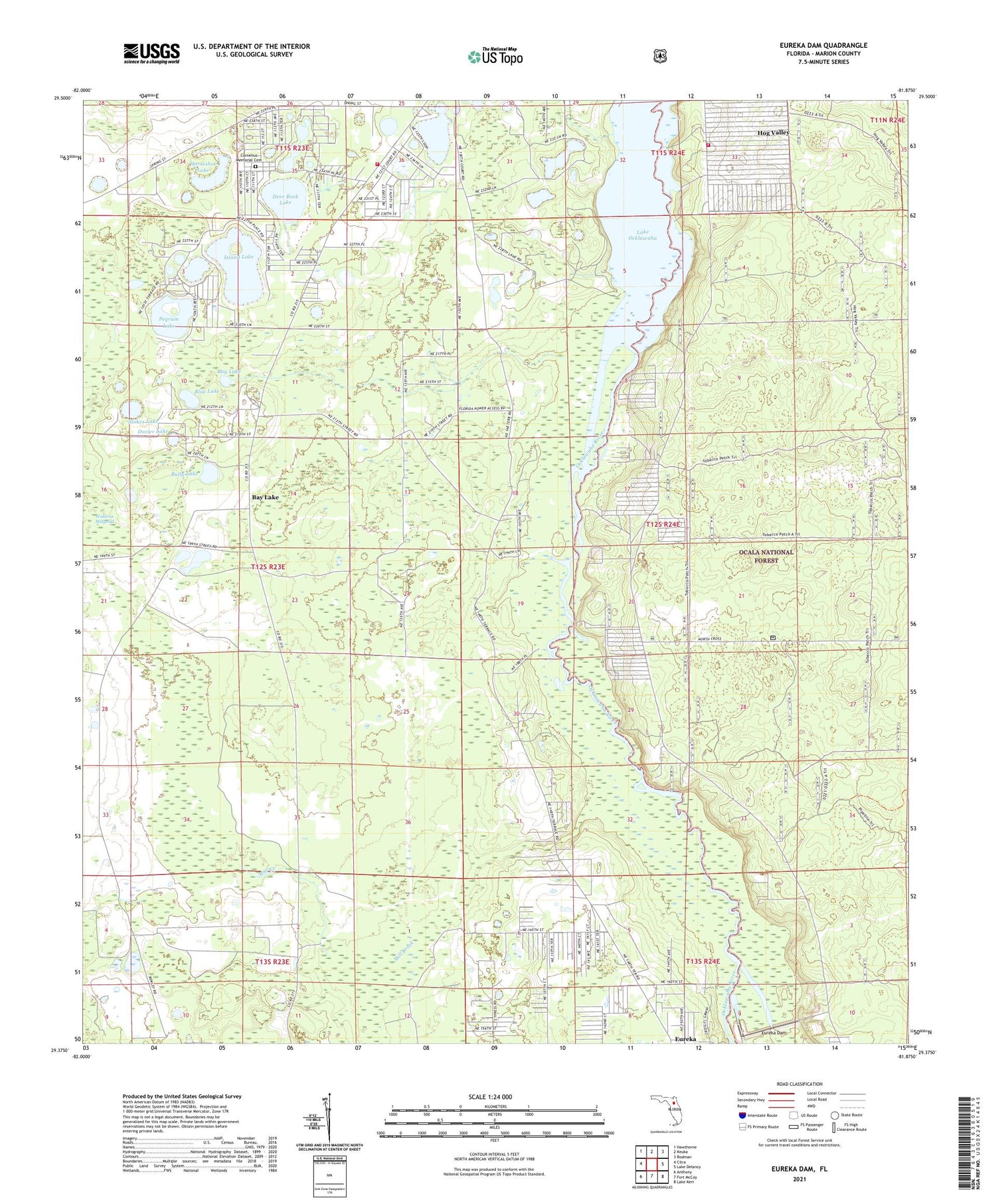 Eureka Dam Florida US Topo Map Image