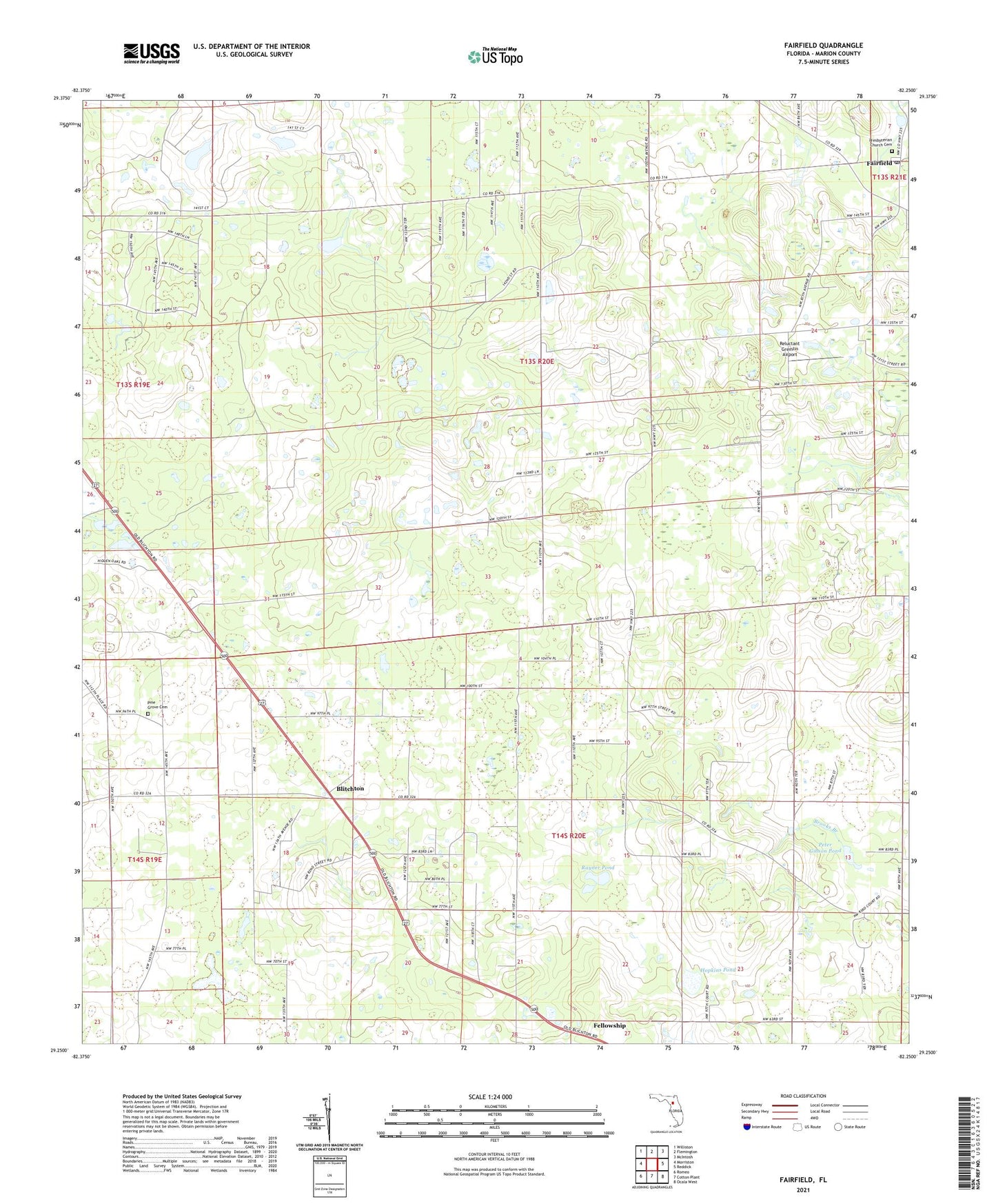 Fairfield Florida US Topo Map Image