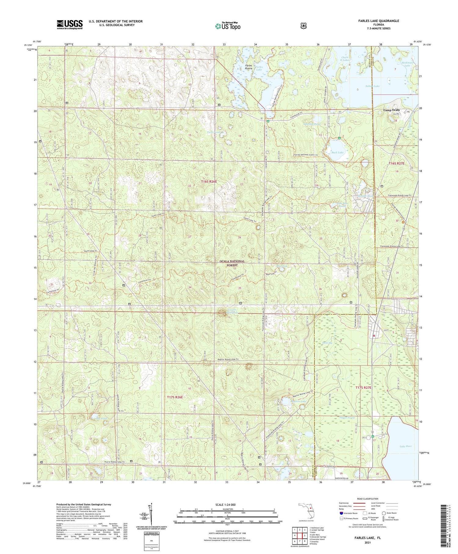 Farles Lake Florida US Topo Map Image