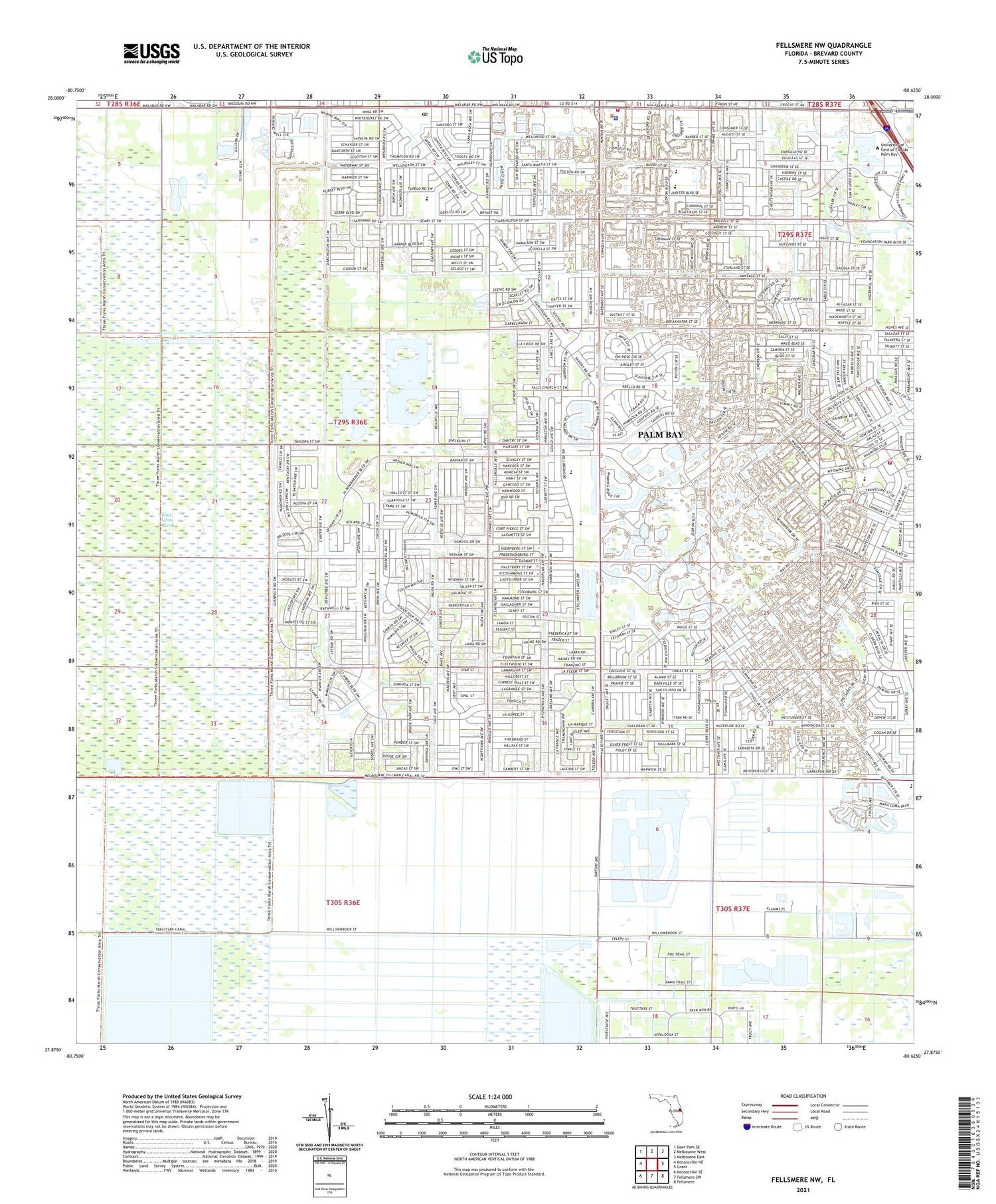 Fellsmere NW Florida US Topo Map Image