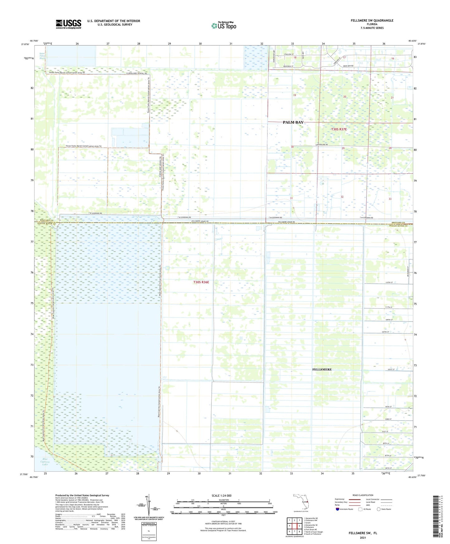 Fellsmere SW Florida US Topo Map Image