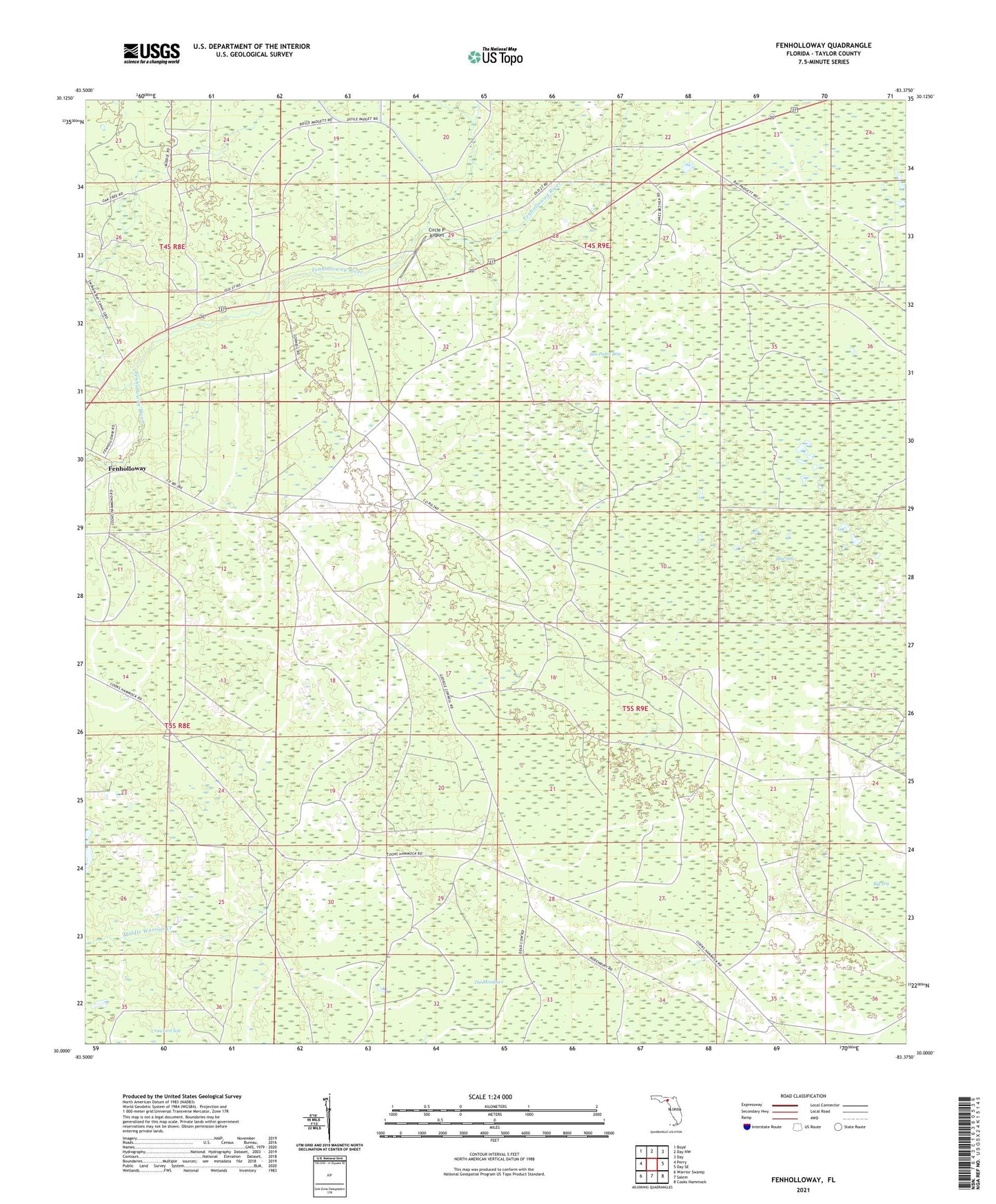 Fenholloway Florida US Topo Map Image