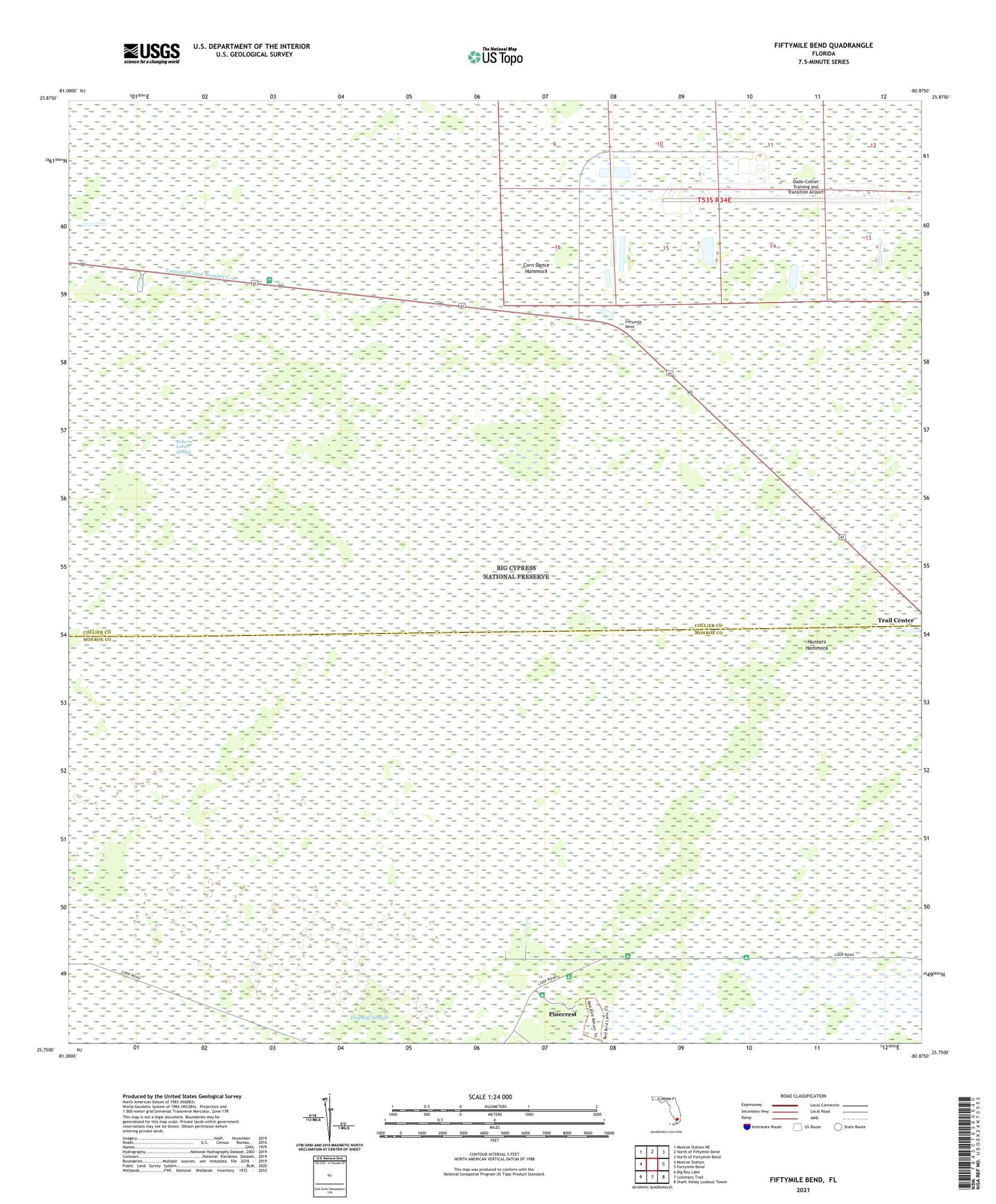 Fiftymile Bend Florida US Topo Map Image