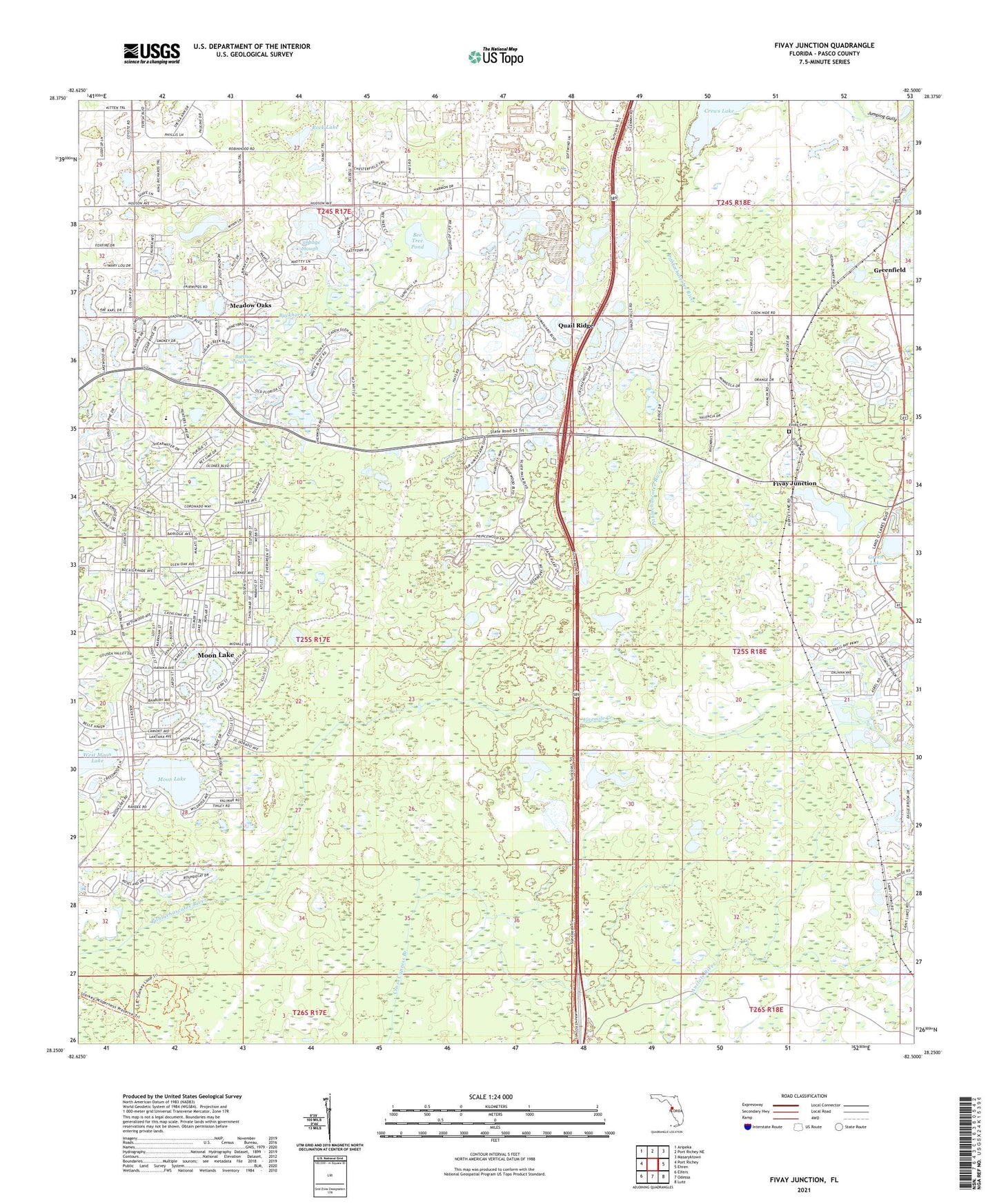 Fivay Junction Florida US Topo Map Image