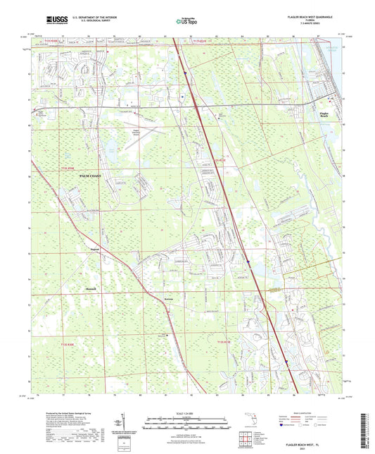 Flagler Beach West Florida US Topo Map Image