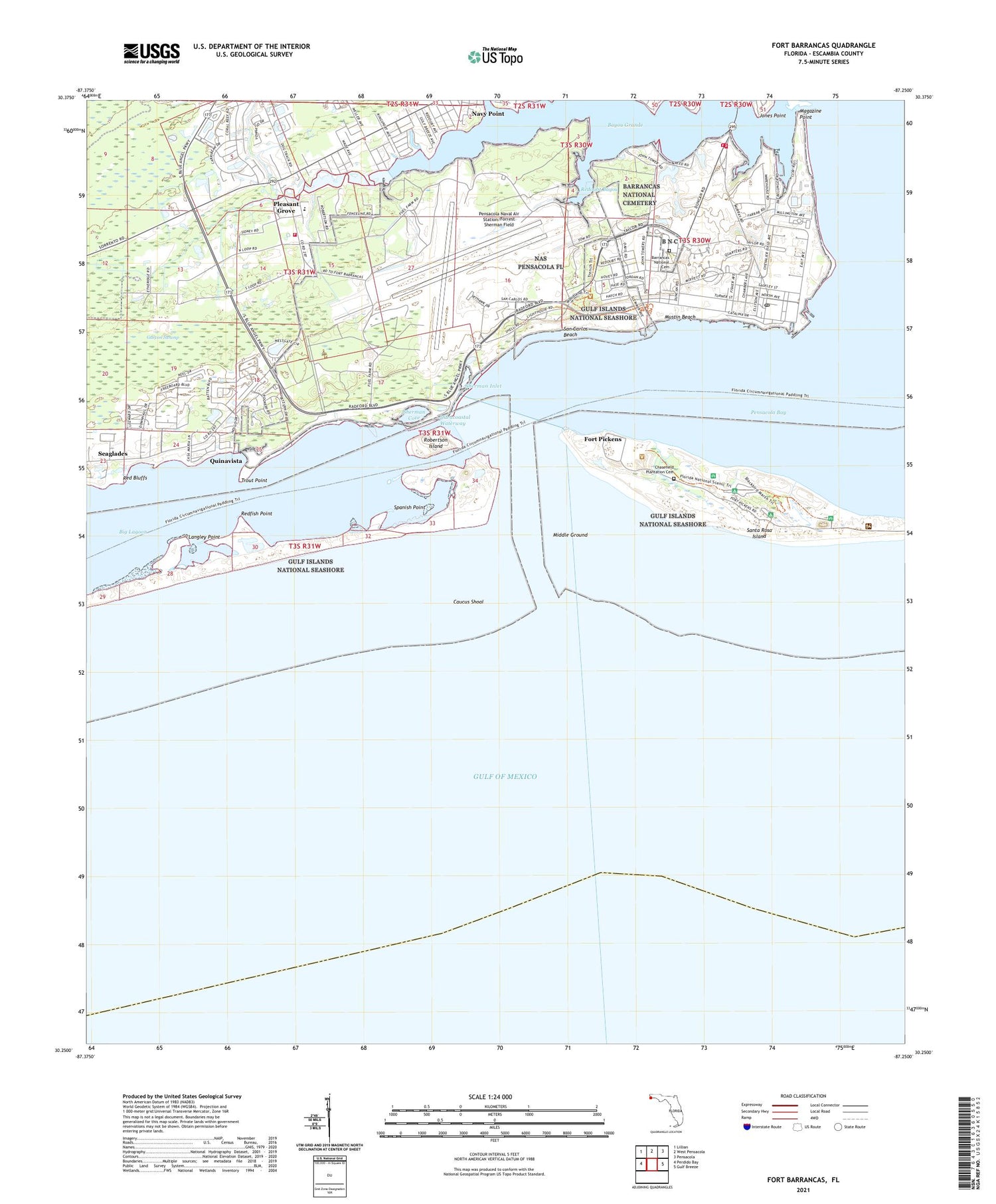 Fort Barrancas Florida US Topo Map Image