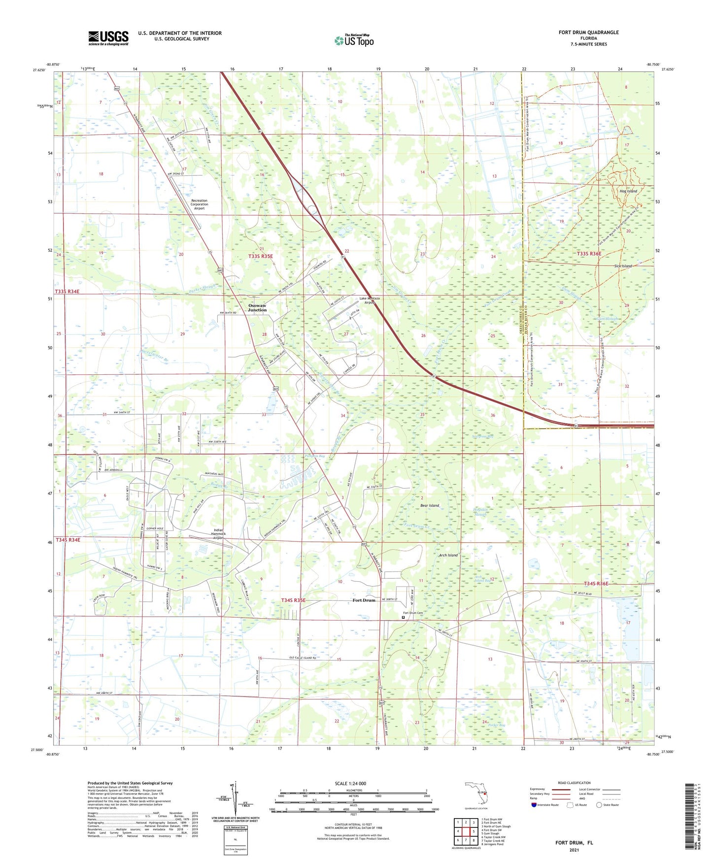 Fort Drum Florida US Topo Map Image