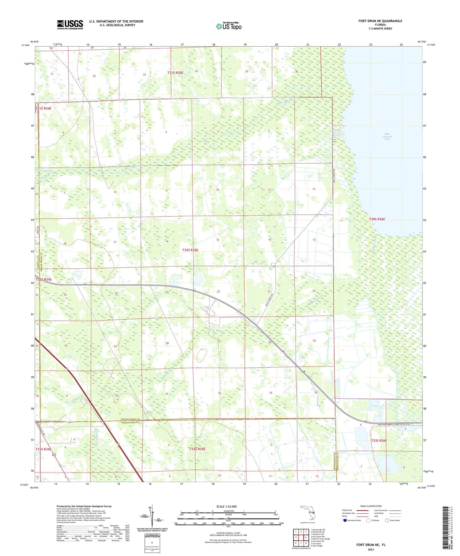 Fort Drum NE Florida US Topo Map Image