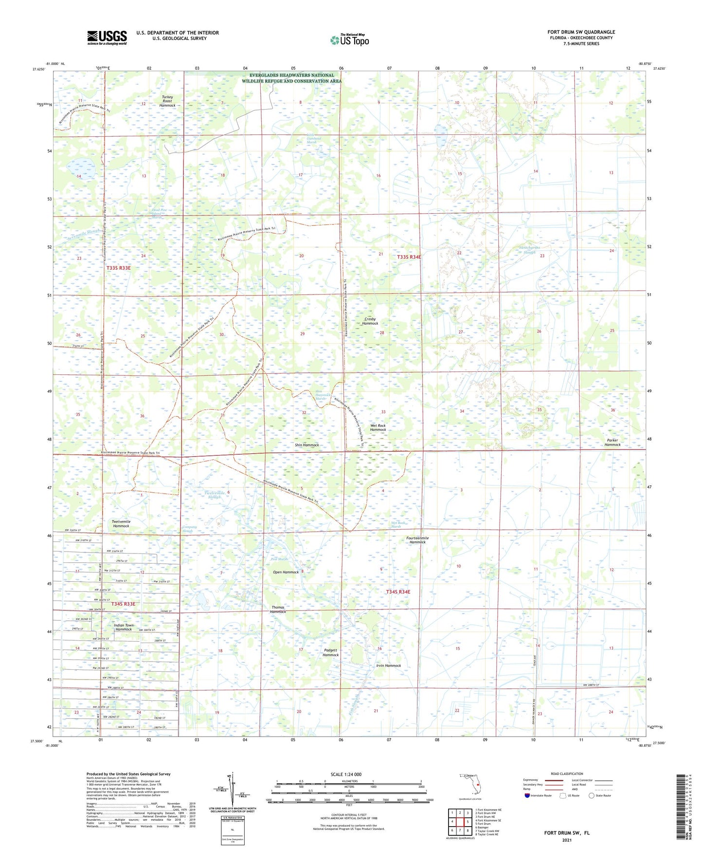 Fort Drum SW Florida US Topo Map Image