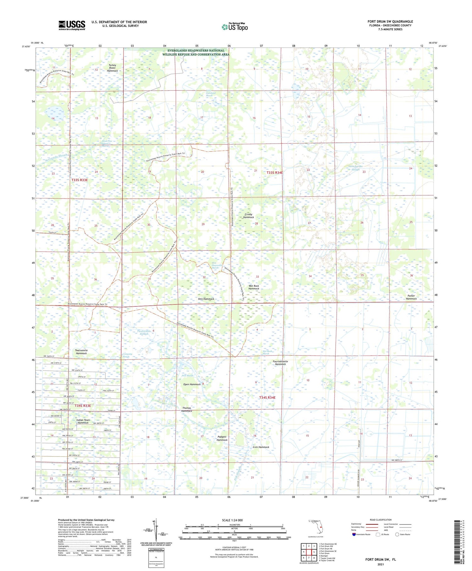 Fort Drum SW Florida US Topo Map Image