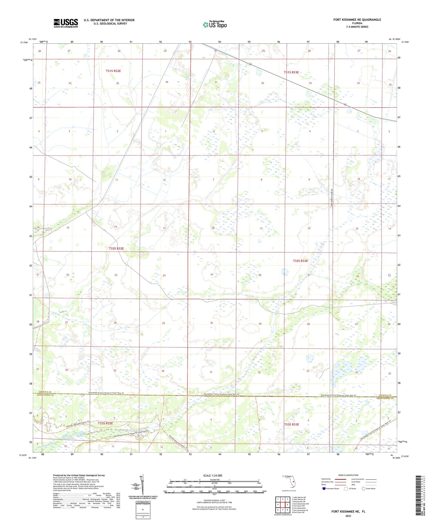 Fort Kissimmee NE Florida US Topo Map Image