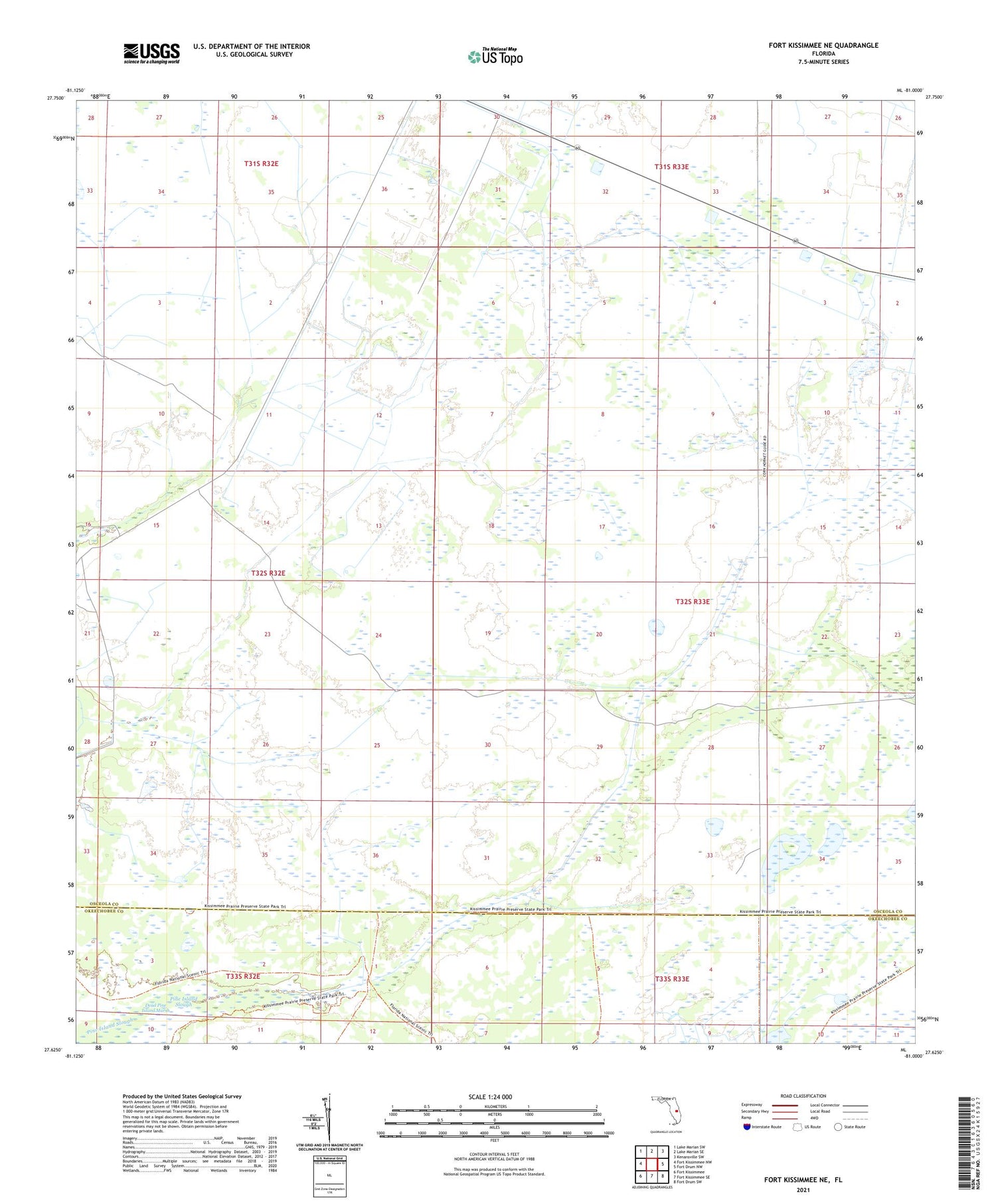 Fort Kissimmee NE Florida US Topo Map Image