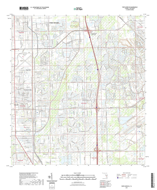 Fort Myers SE Florida US Topo Map Image