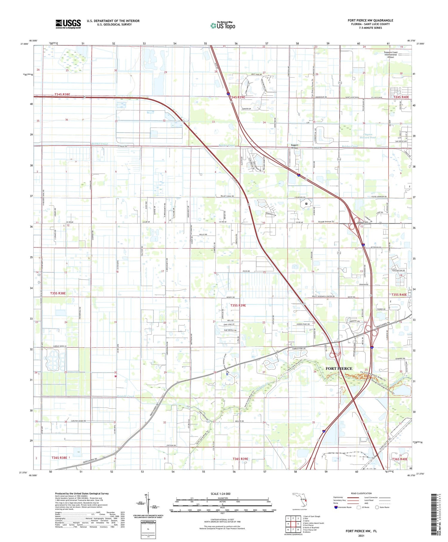 Fort Pierce NW Florida US Topo Map Image