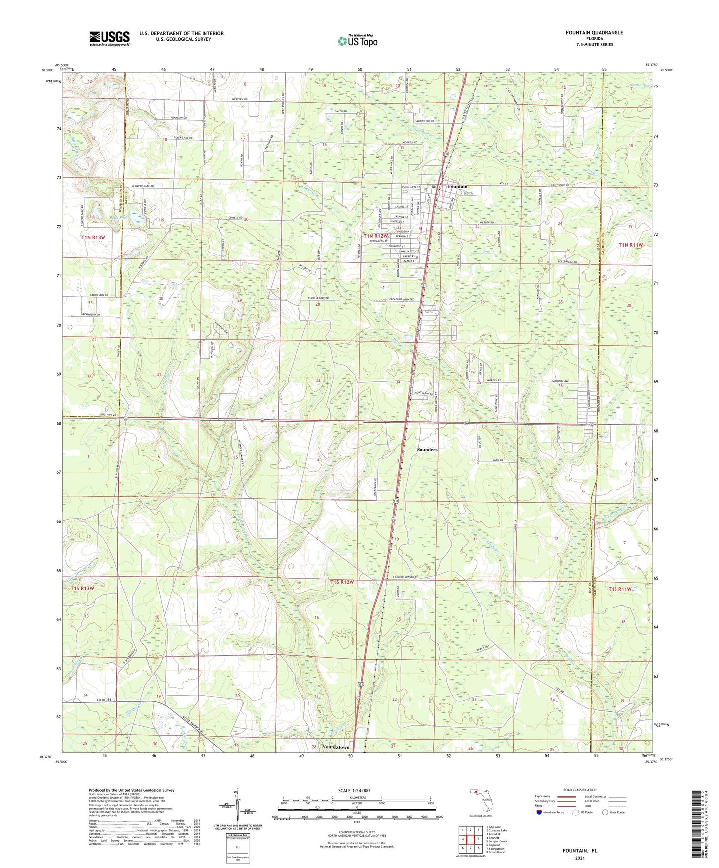 Fountain Florida US Topo Map Image