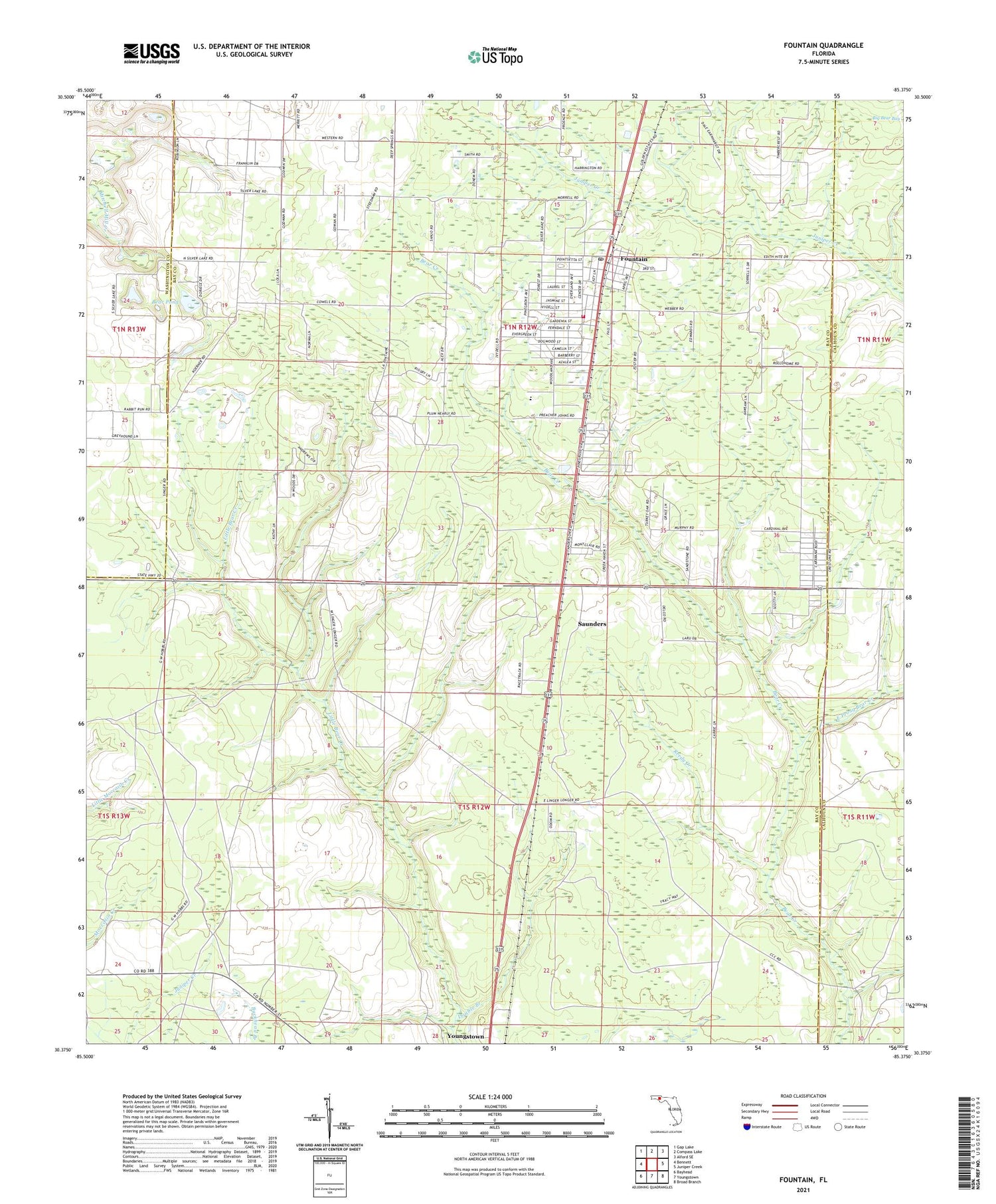 Fountain Florida US Topo Map Image