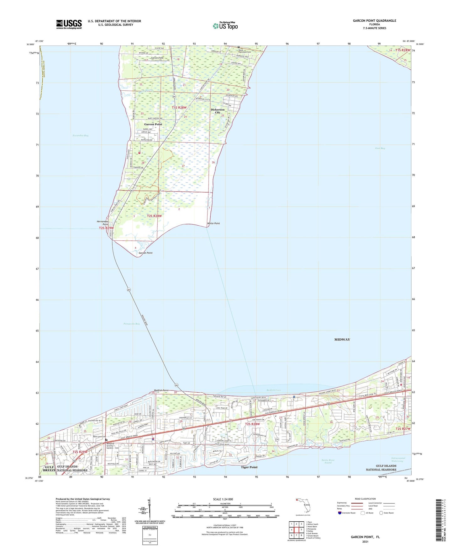 Garcon Point Florida US Topo Map Image