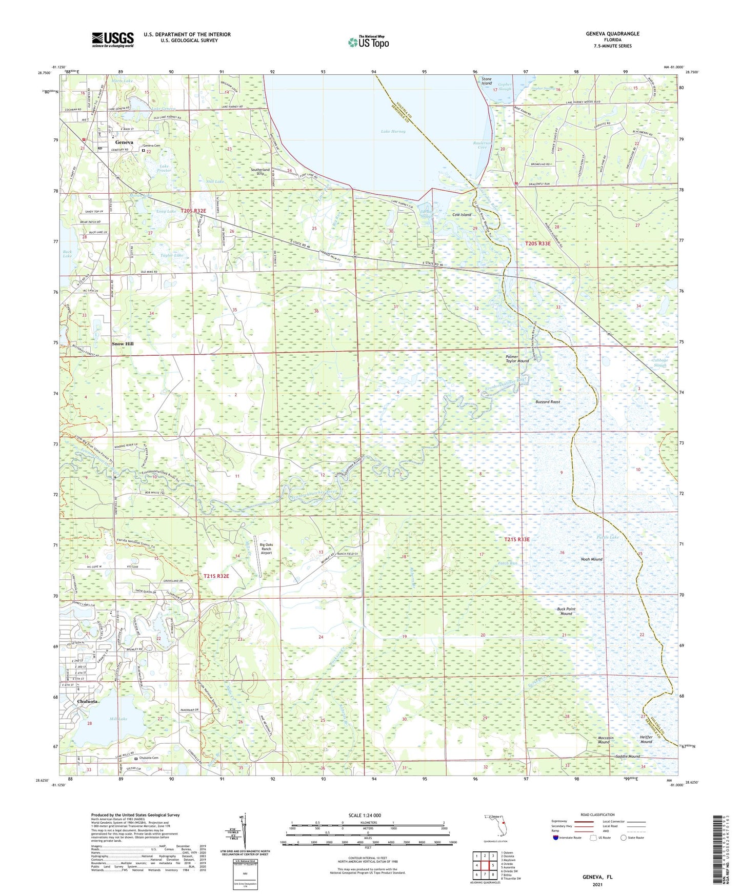 Geneva Florida US Topo Map Image