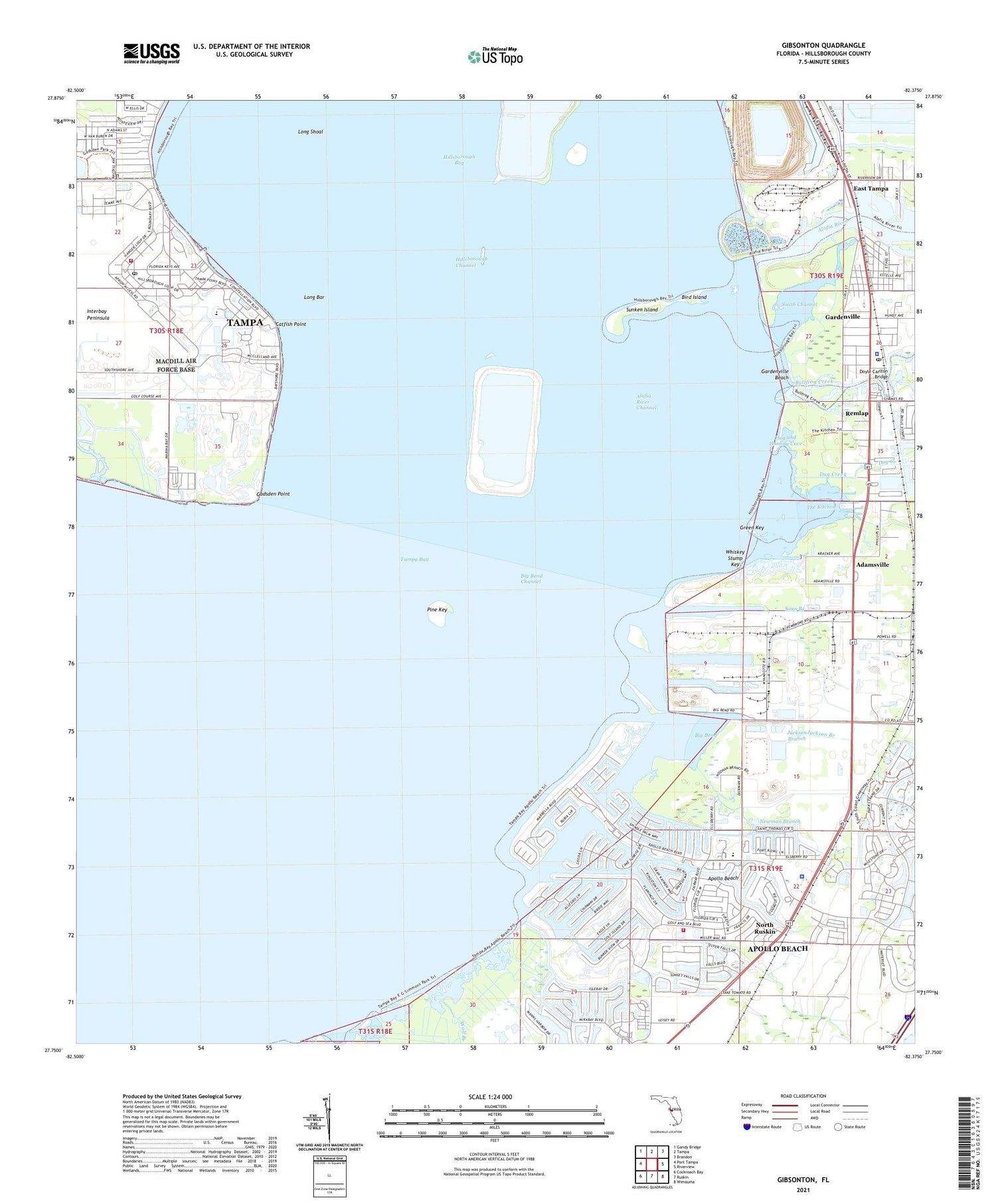 Gibsonton Florida US Topo Map Image