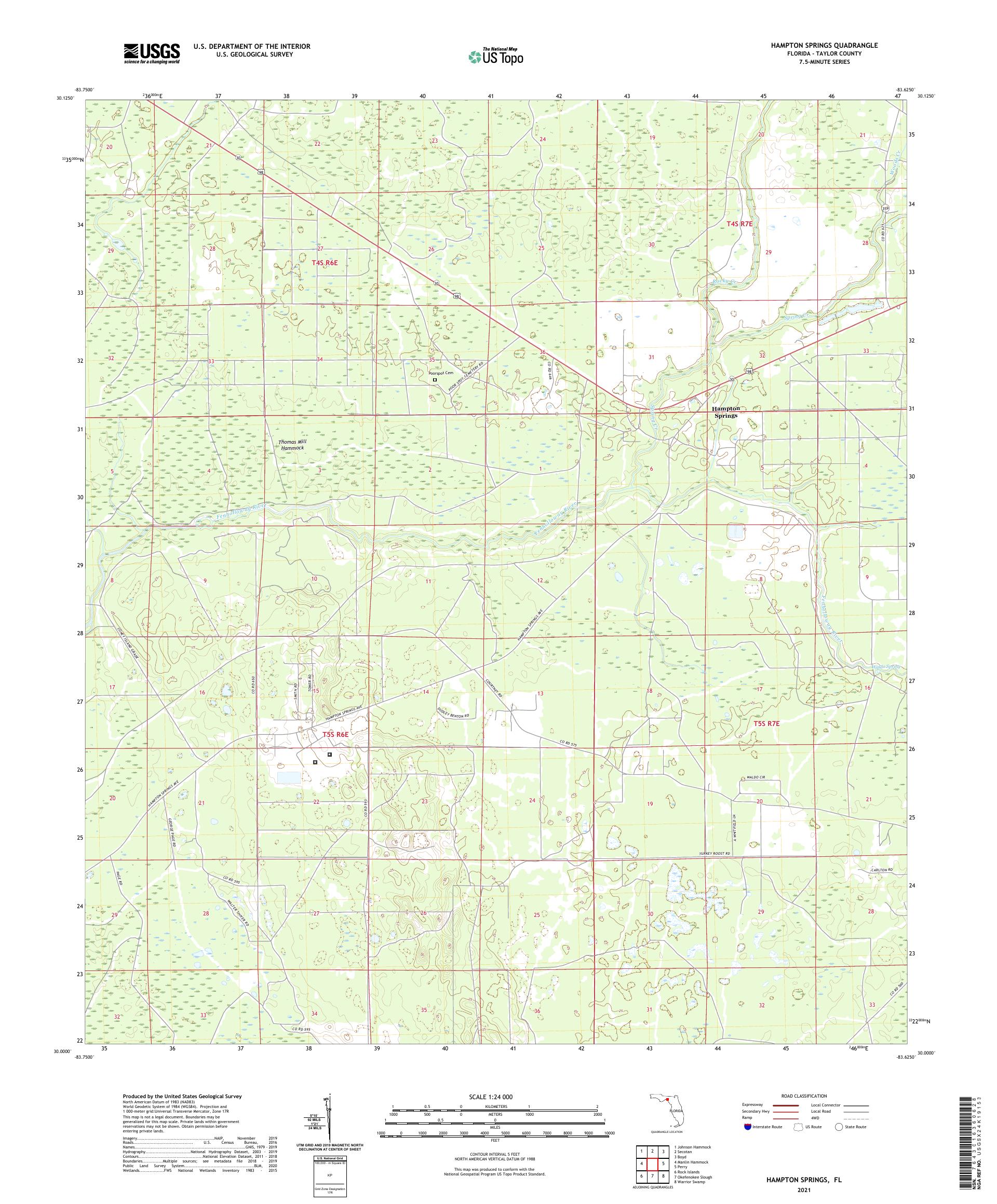 Hampton Springs Florida US Topo Map – MyTopo Map Store