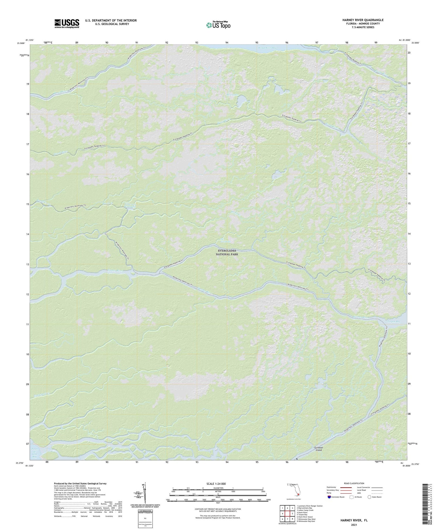 Harney River Florida US Topo Map Image