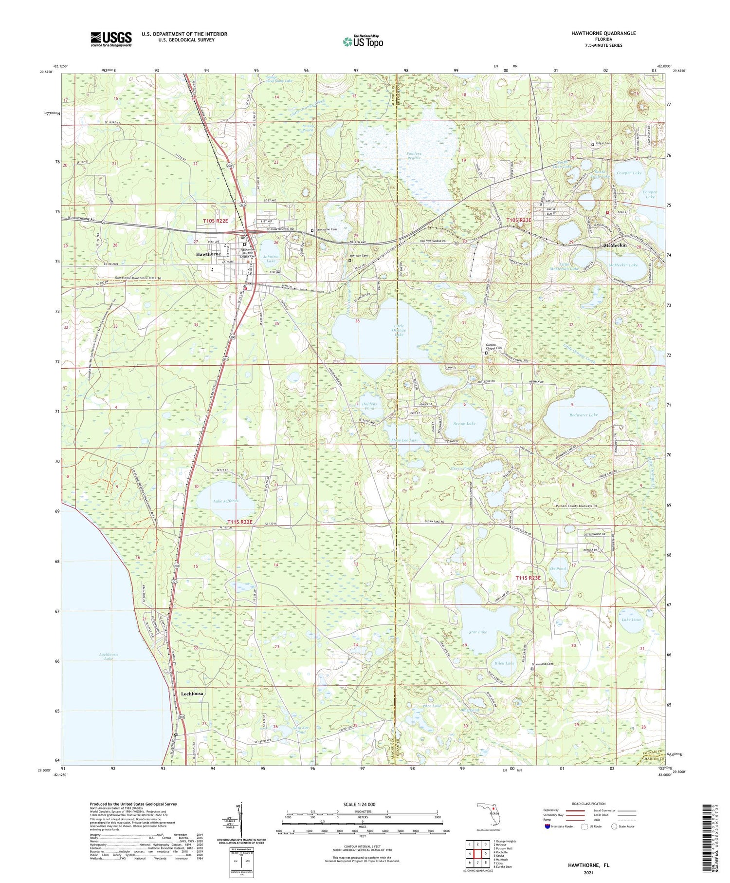 Hawthorne Florida US Topo Map Image