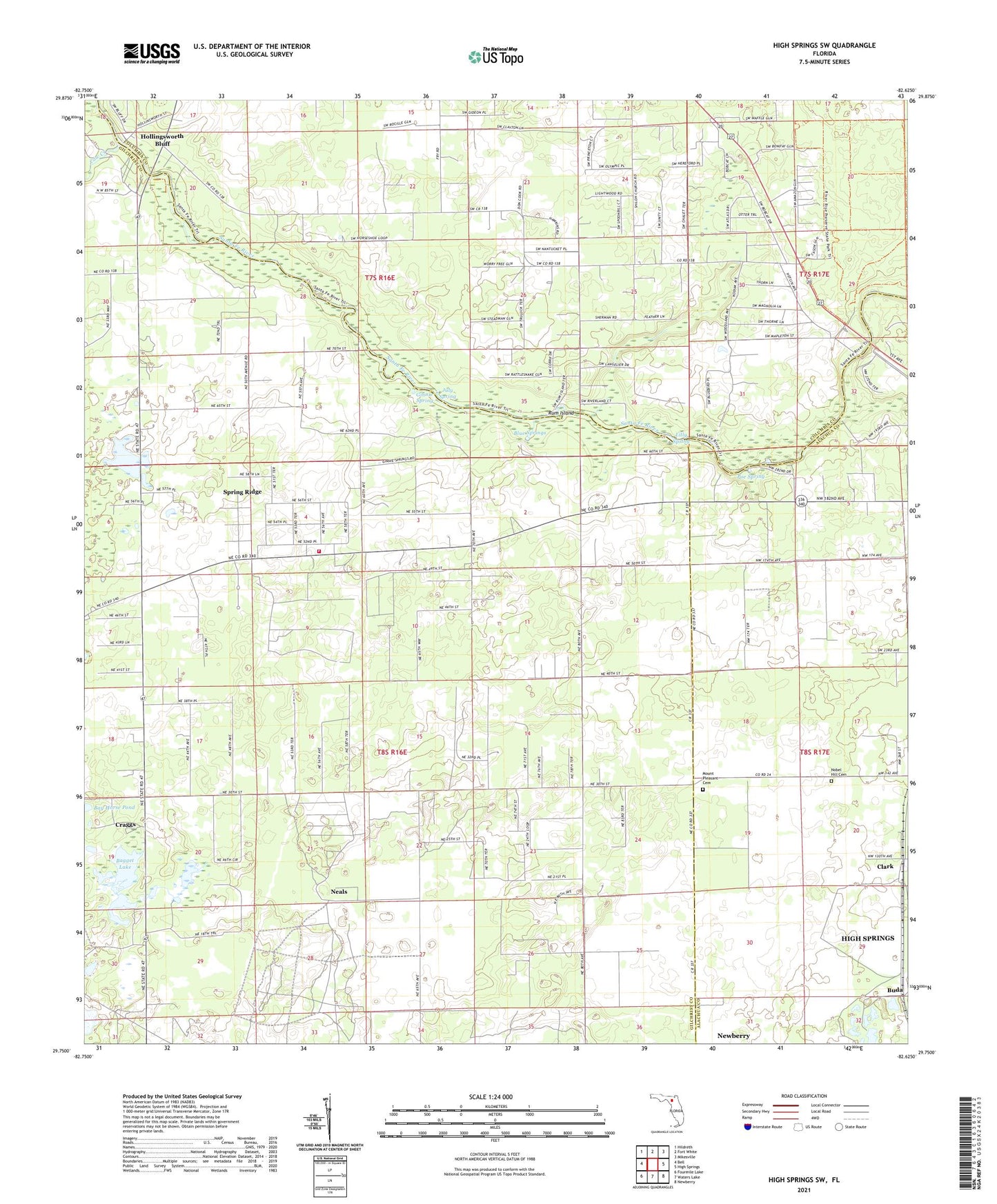 High Springs SW Florida US Topo Map Image