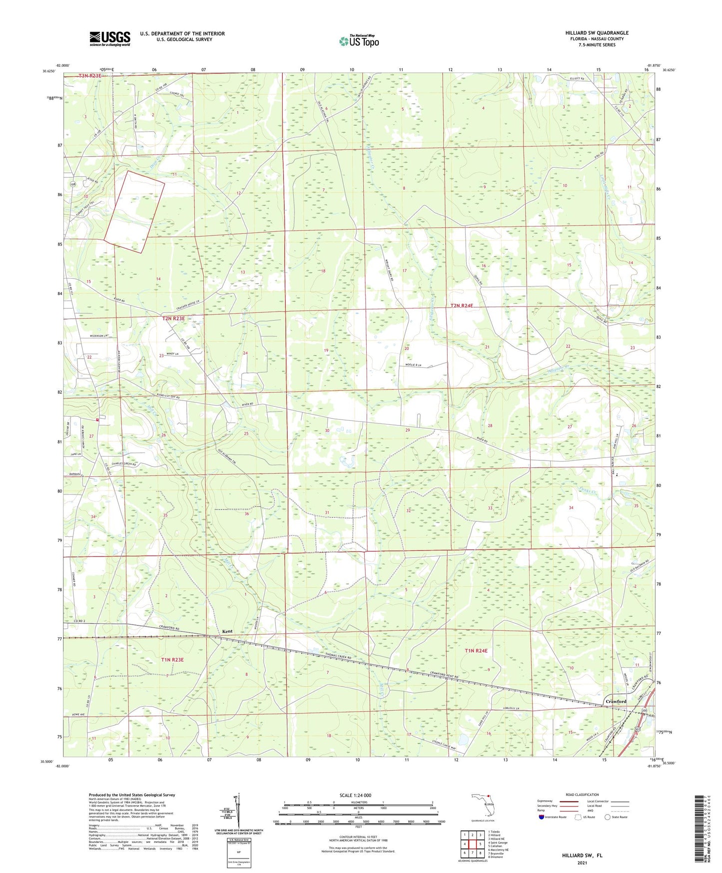 Hilliard SW Florida US Topo Map Image