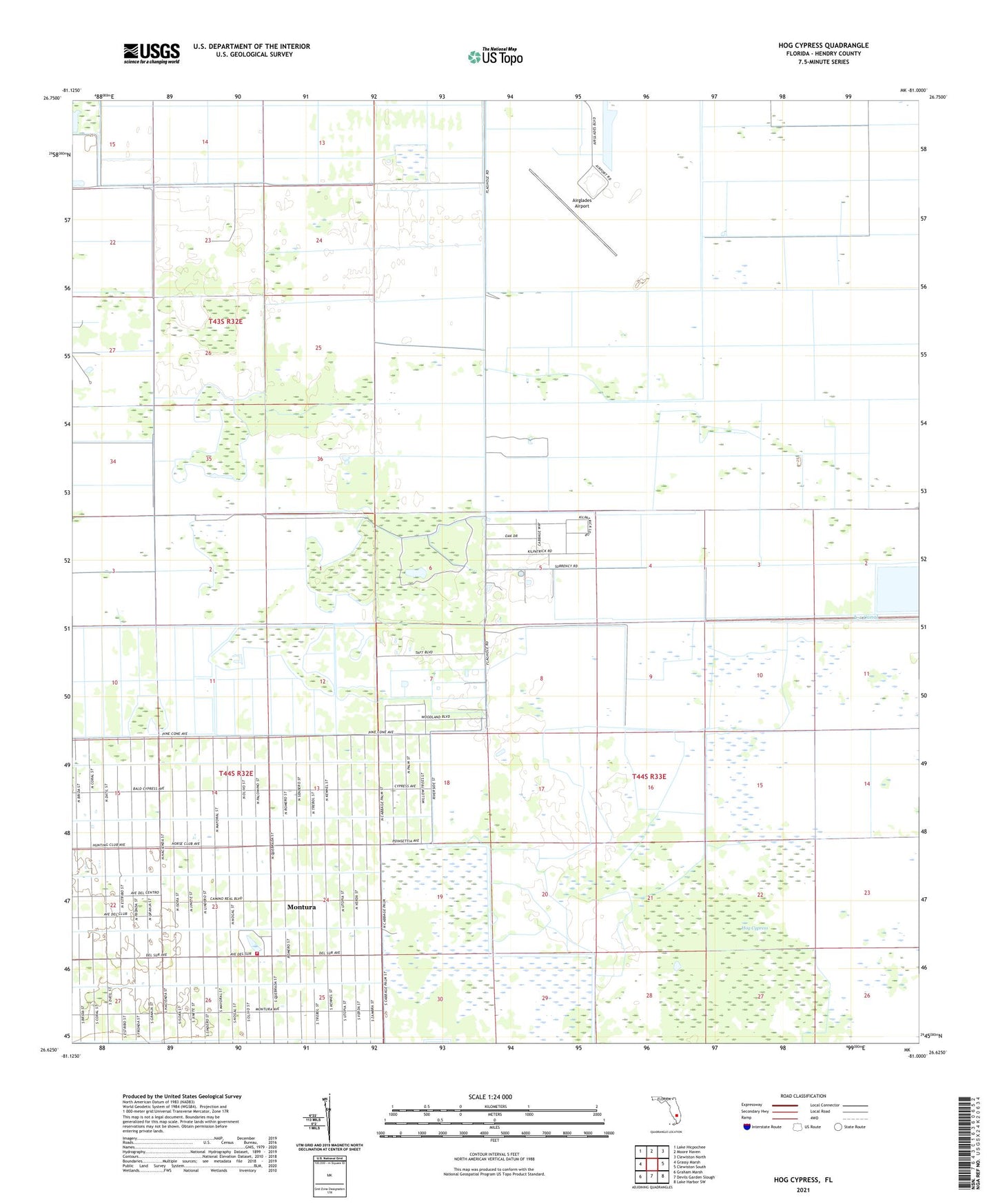 Hog Cypress Florida US Topo Map Image
