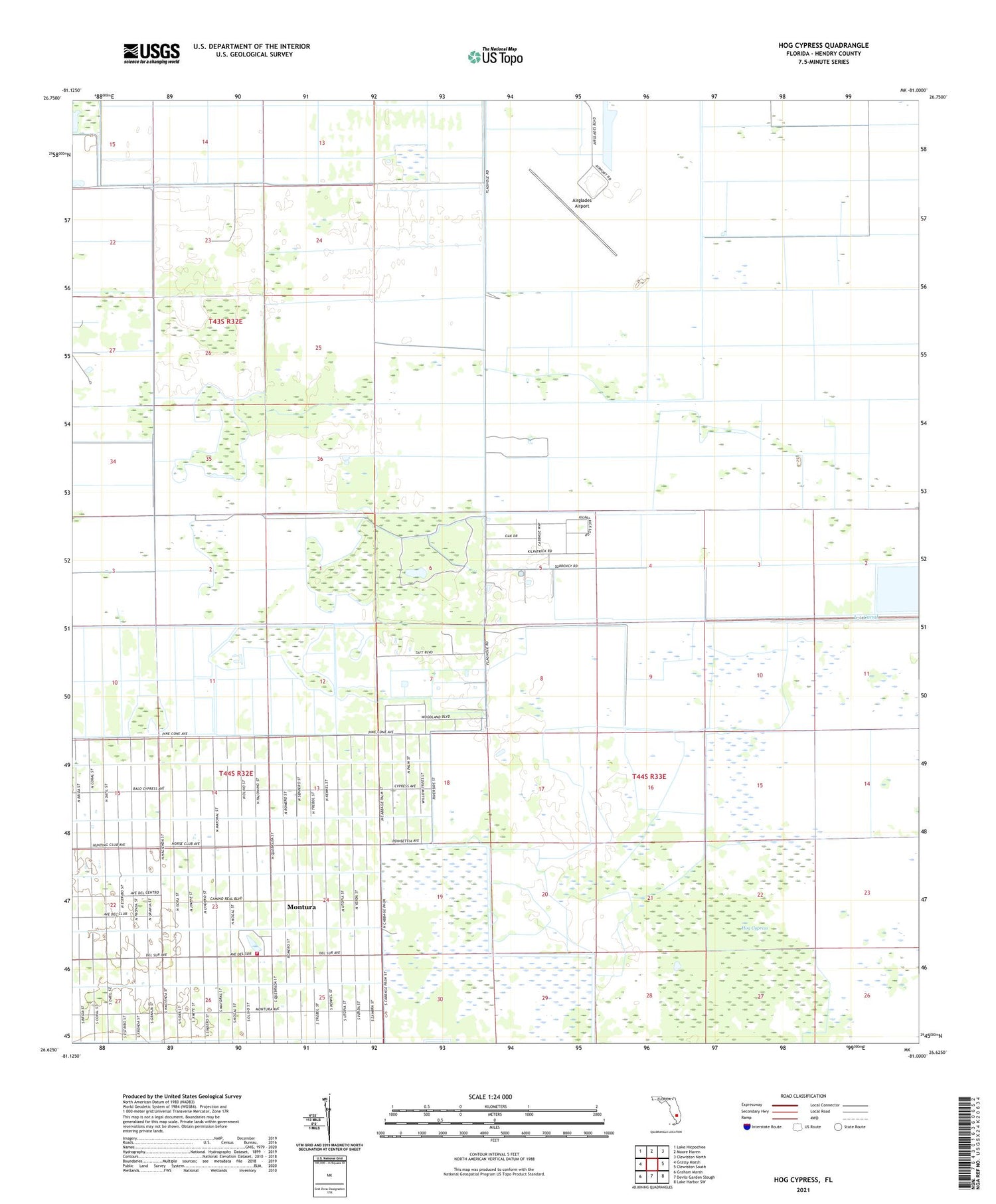 Hog Cypress Florida US Topo Map Image