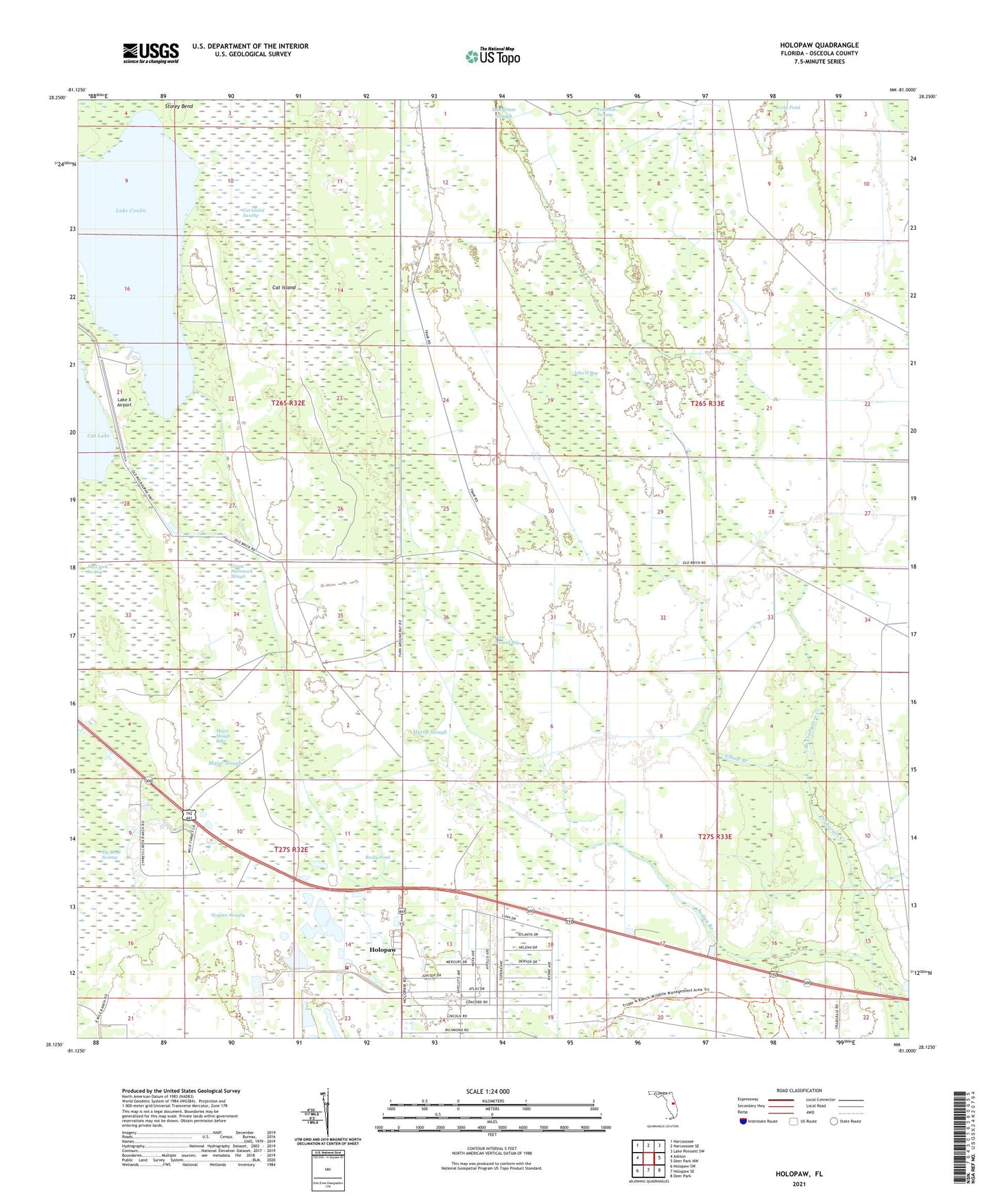 Holopaw Florida US Topo Map Image
